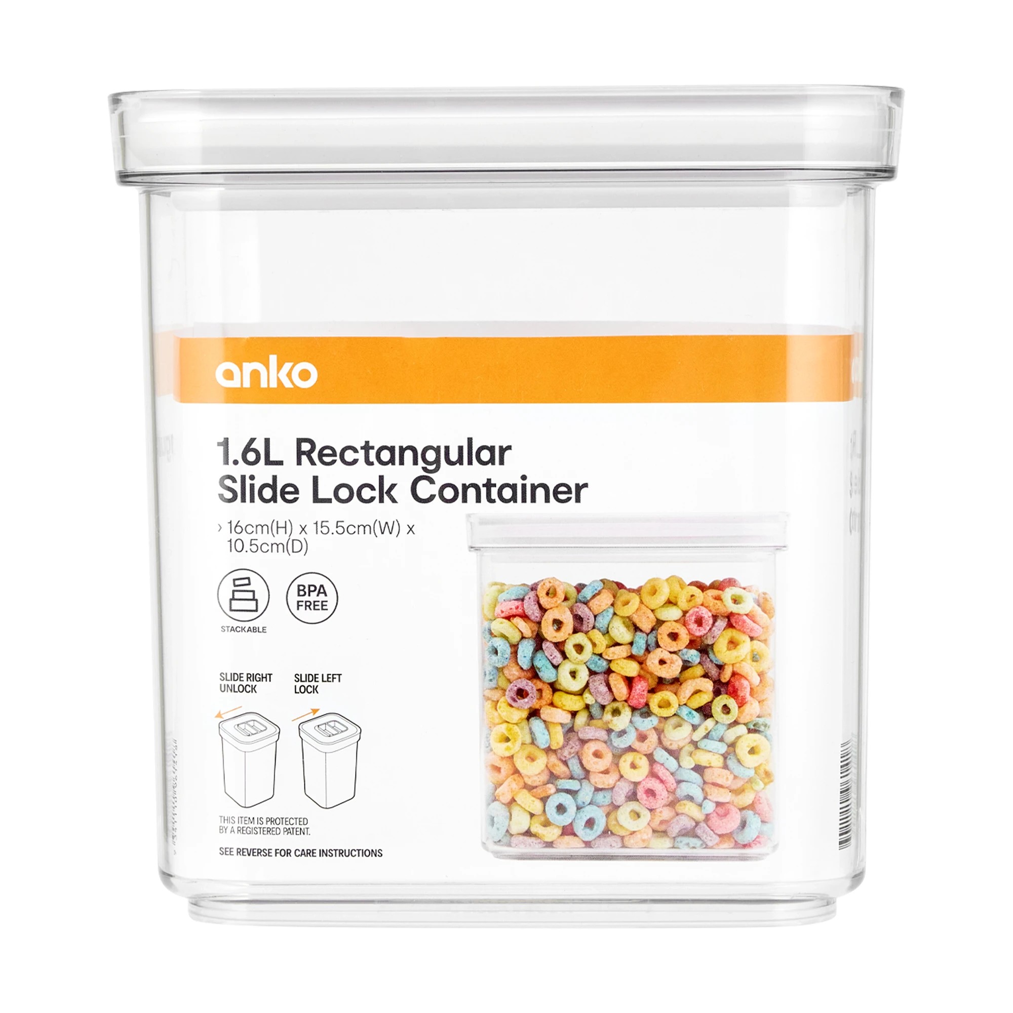 4 1.6L Rectangular Slide Lock Container, 4 of 4