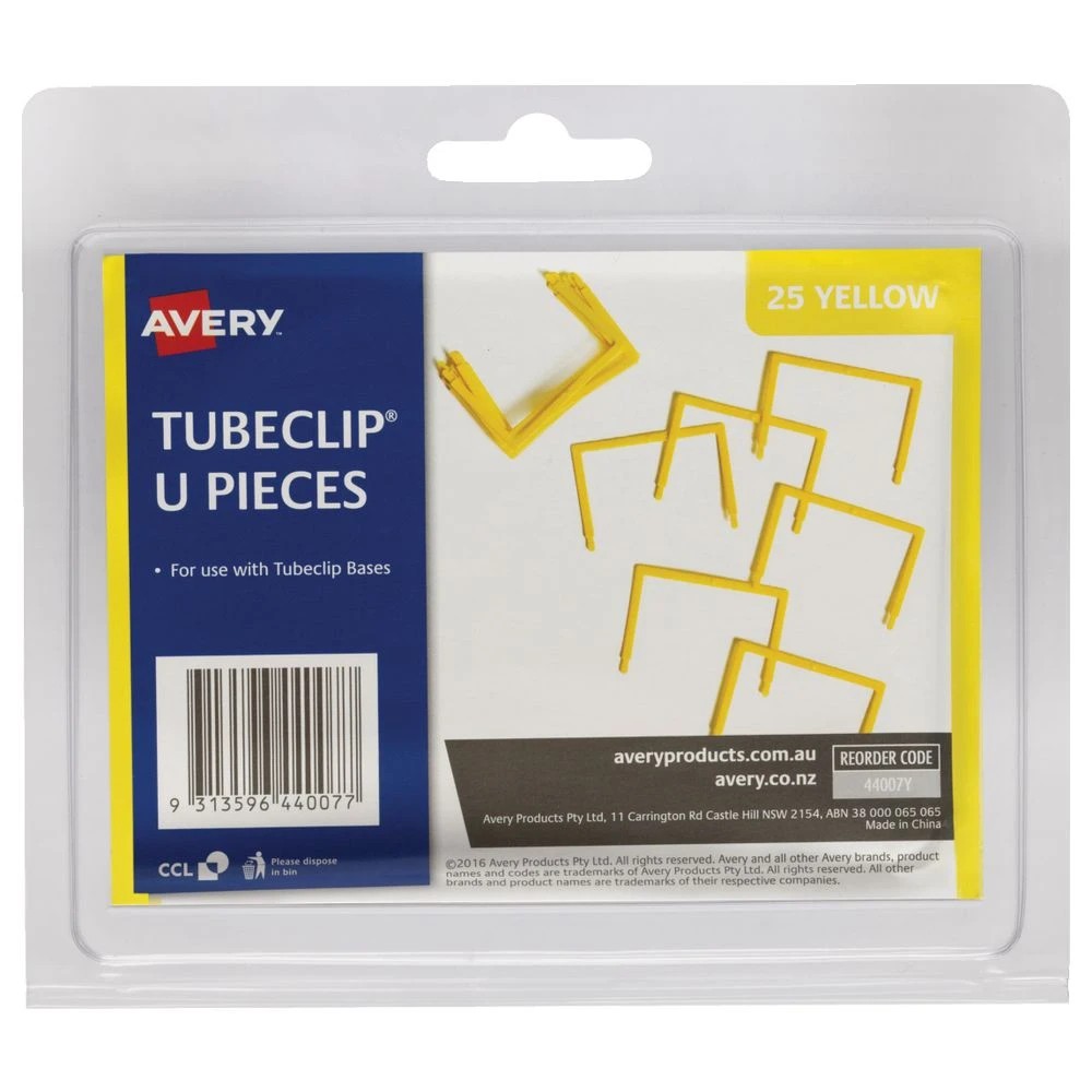 2 Avery Tubeclip U Piece Only Yellow 25 Pack, 2 of 3