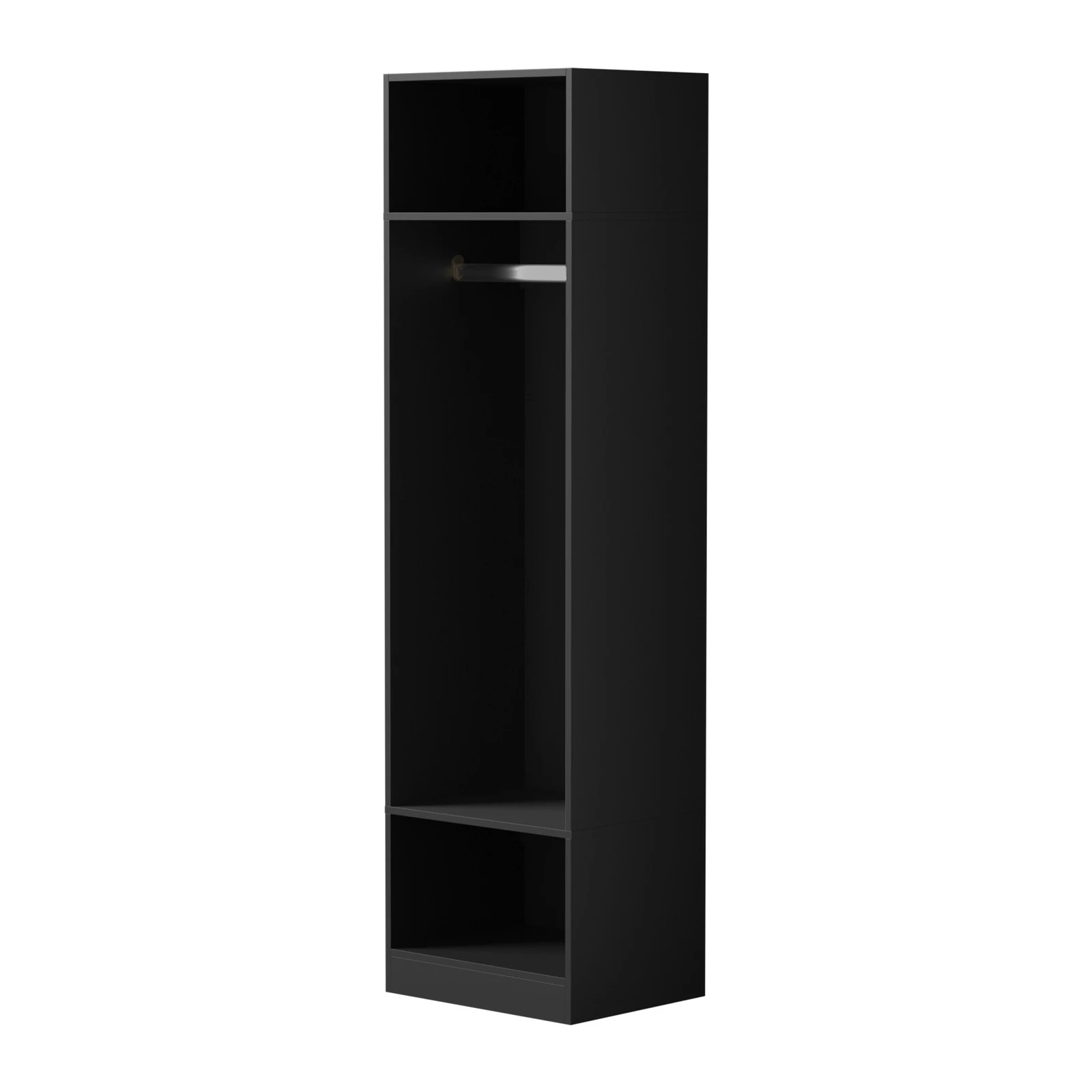 7 Oikiture Open Wardrobe Shelf Unit Clothes Storage 3 Shelves Hanging Rail
 - Black, 7 of 10