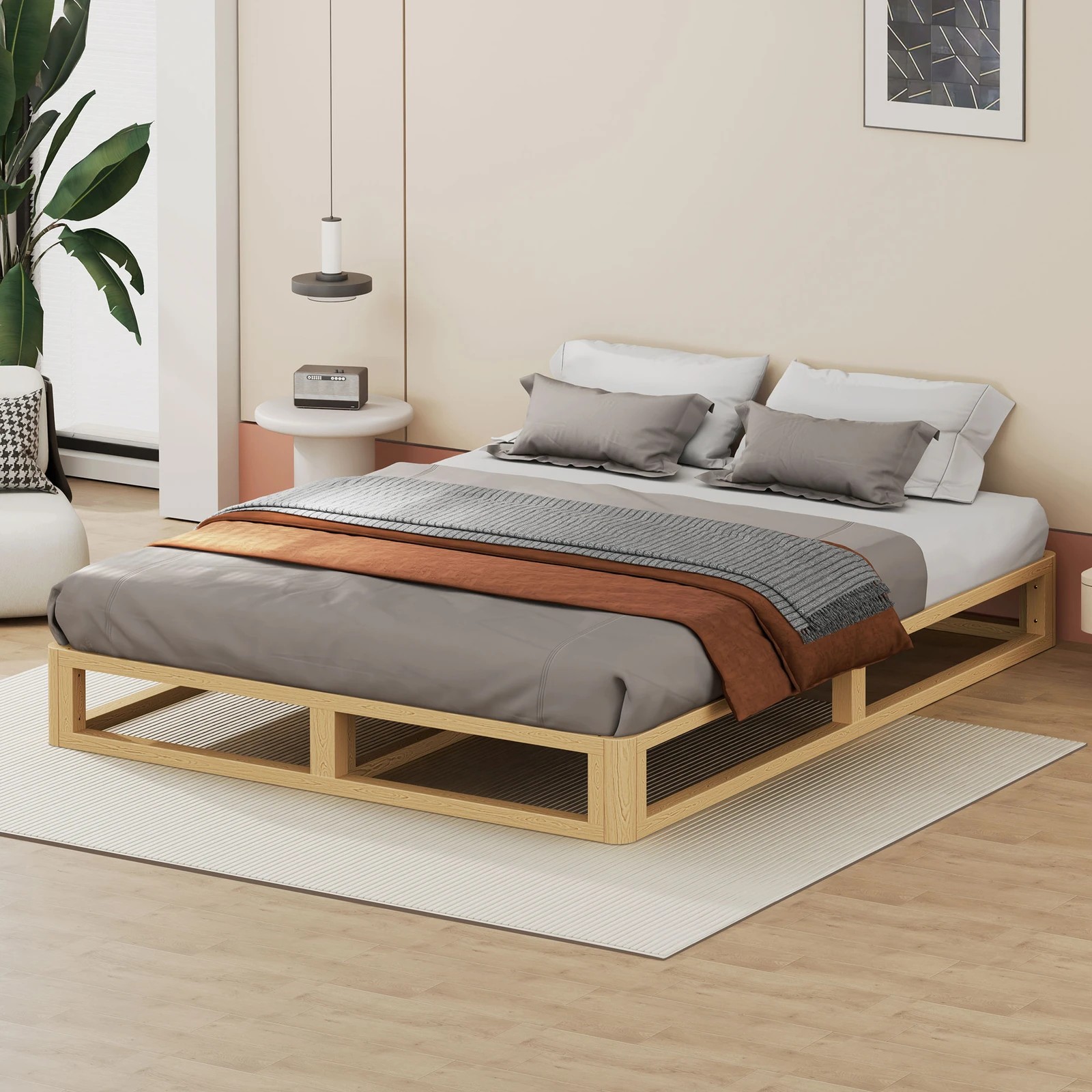 7 Alfordson Bed Frame Wooden Timber Queen Size Mattress Base Platform Jacob - Natural, 7 of 10