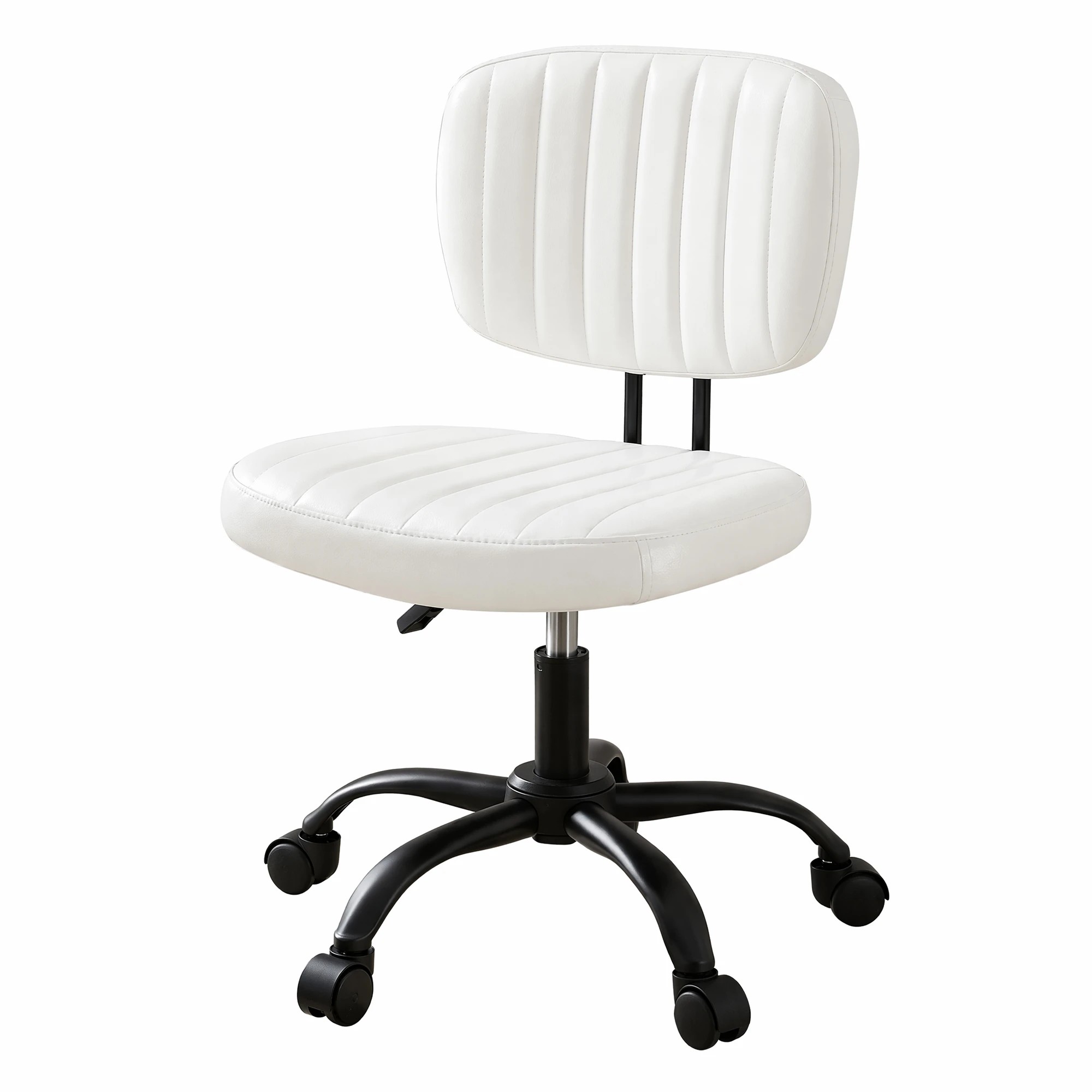 1 Artiss Armless Office Chair Ergonomic Swivel Home Office Desk Chair PU Leather - White, 1 of 8