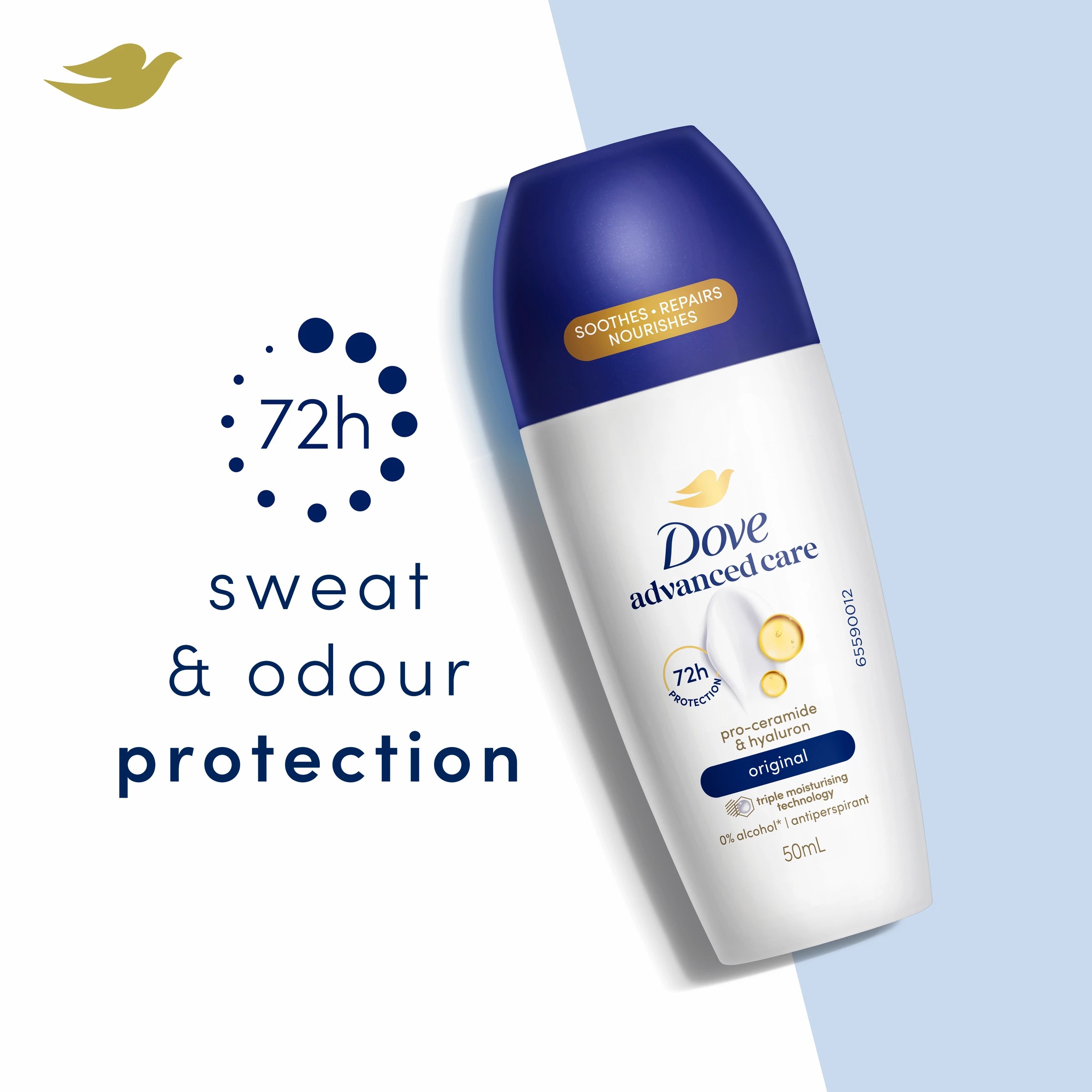 3 Dove Advanced Care Original Antiperspirant Deodorant Roll-On 50ml - Pro-Ceramide and Calendula, 3 of 9
