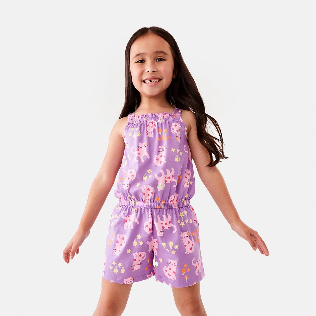 1 Jersey Playsuit Prpl Cat, 1 of 8