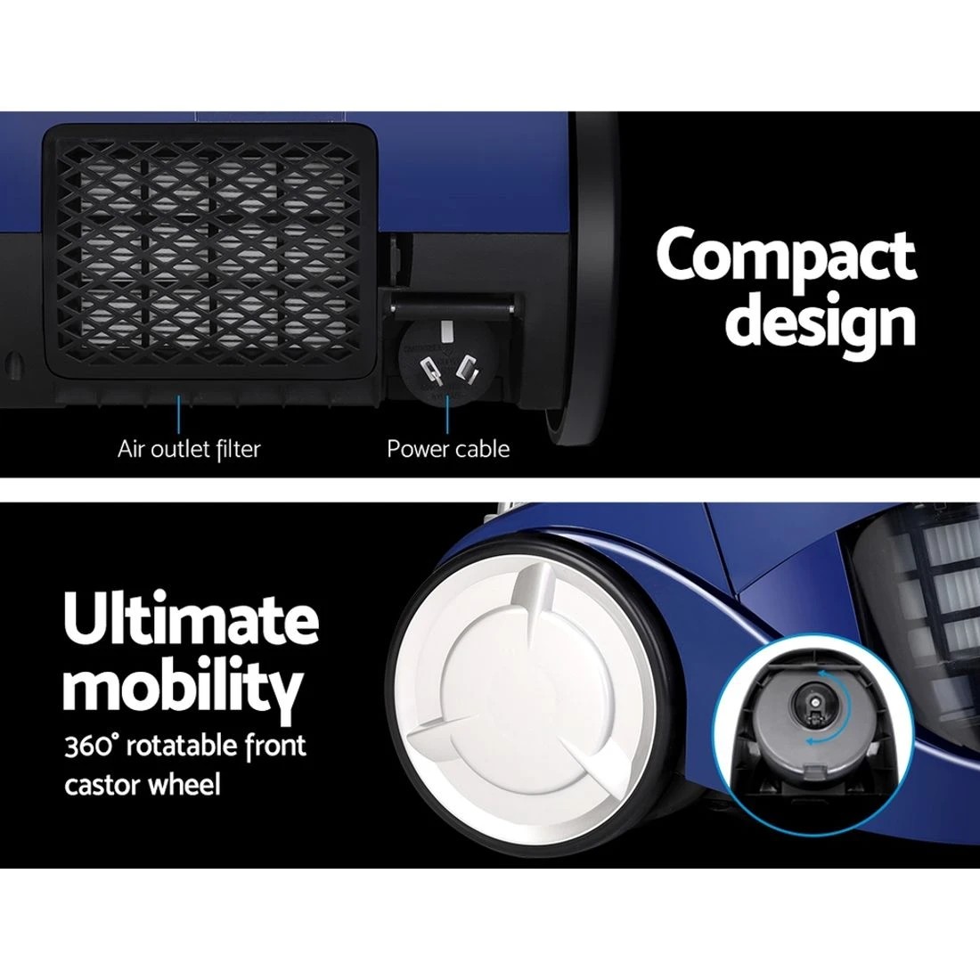 4 Devanti 2200W Multi-cyclonic Bagless Vacuum Cleaner Pet Hair - Blue, 4 of 6