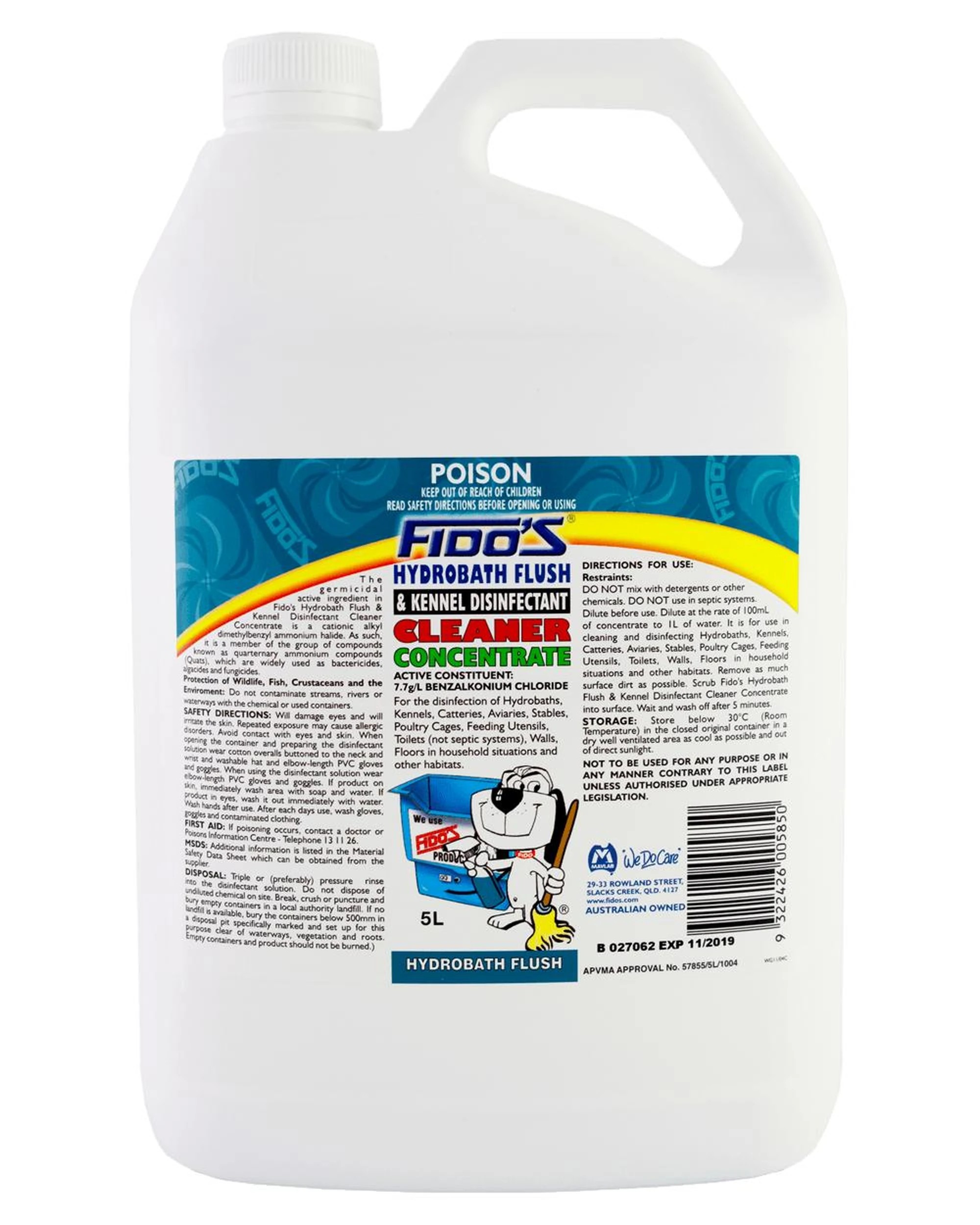 1 Fidos Hydrobath Flush & Kennel Disinfectant Cleaner Concentrate 20L, 1 of 1