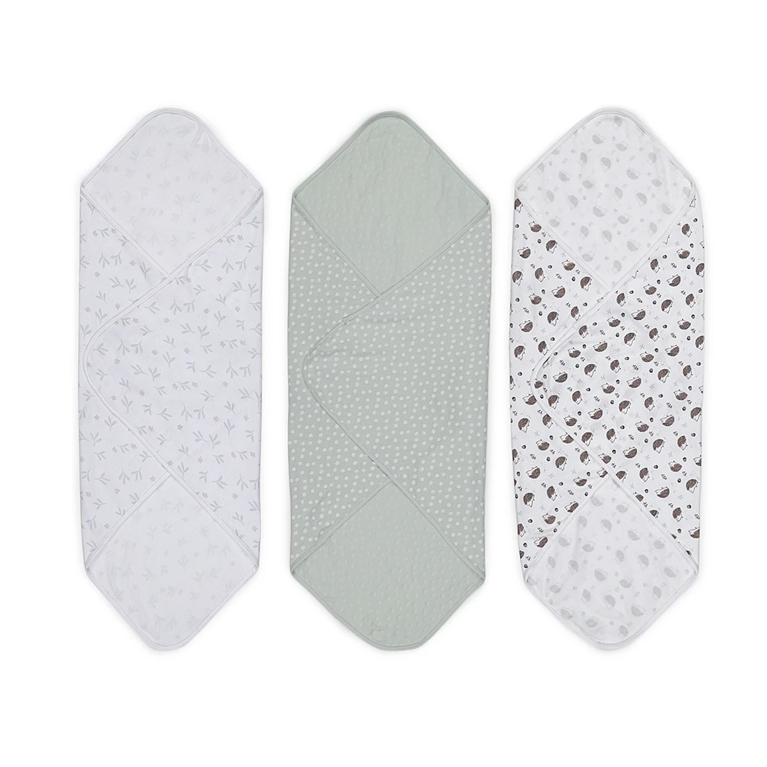 2 3 Pack Cotton Interlock Wraps - Hedgehog, 2 of 6