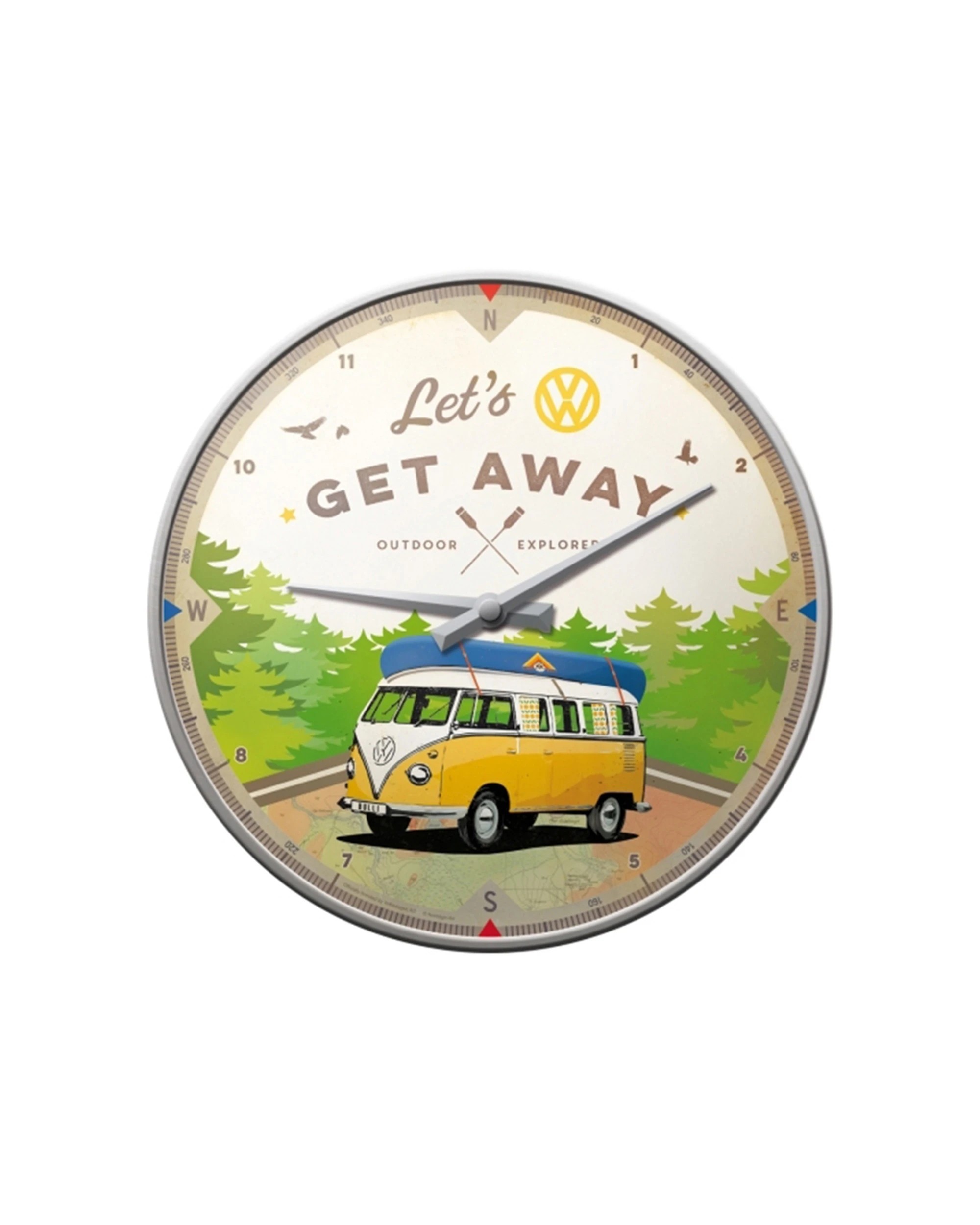 1 Nostalgic-Art Wall Clock 30cm - Lets Get Away VW Bulli Retro Design - Multi, 1 of 1