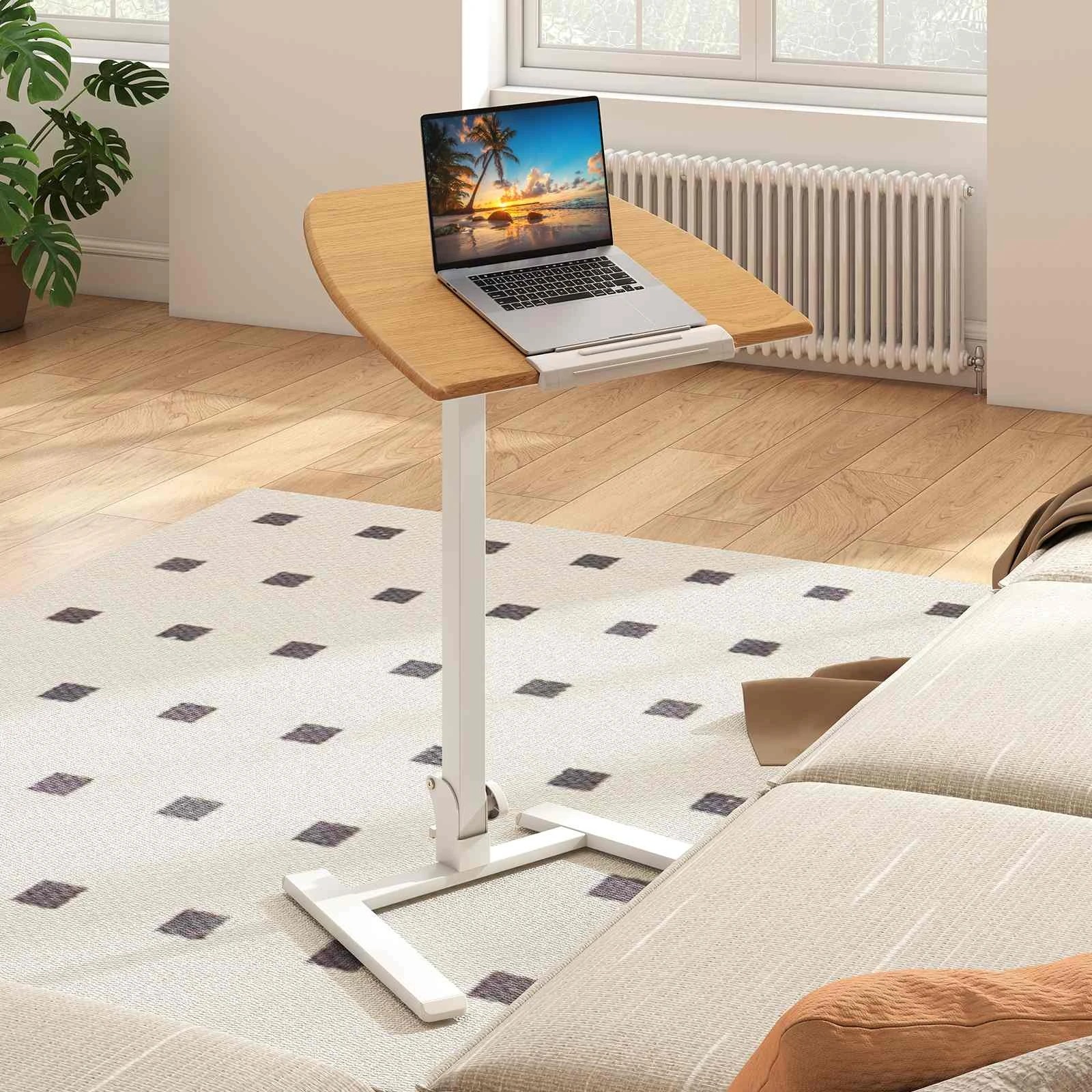 2 Costway Foldable Mobile Standing Desk Height Adjustable Computer Desk w/Tiltable Tabletop, 2 of 4