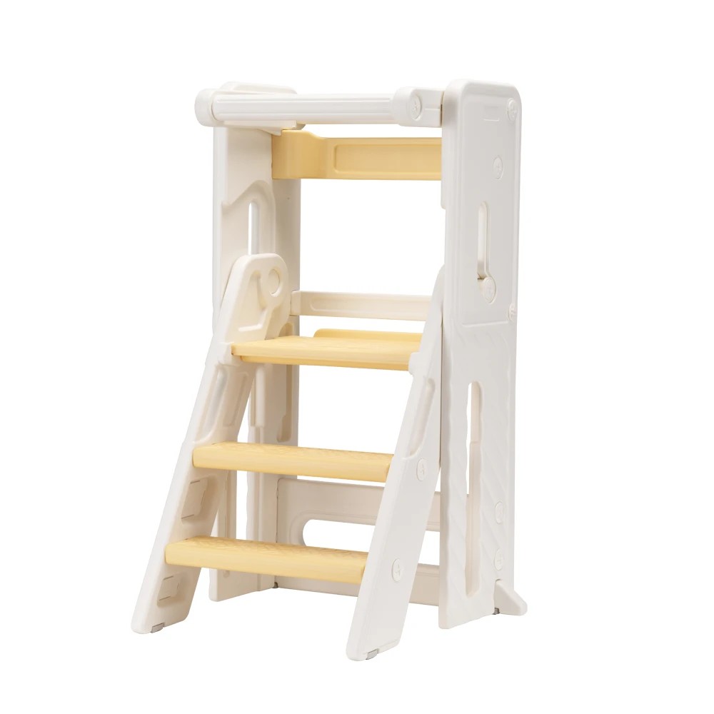 1 PlayPals Foldable Toddler Tower Kitchen Helper with Safety Rail - Yellow, 1 of 3