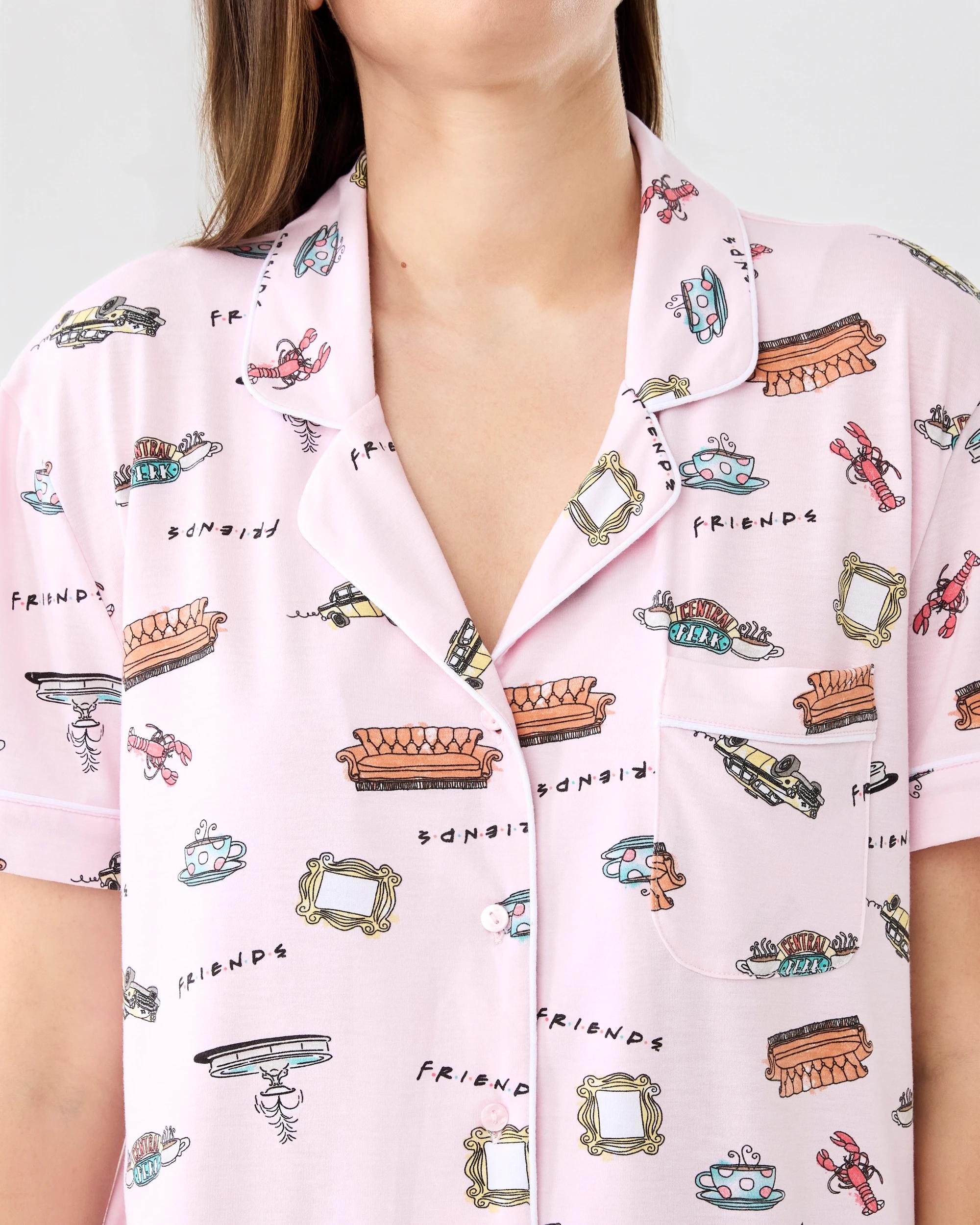 5 Friends License Short Sleeve Top and Shorts Comfort Pyjama Set Frnds Aop, 5 of 8