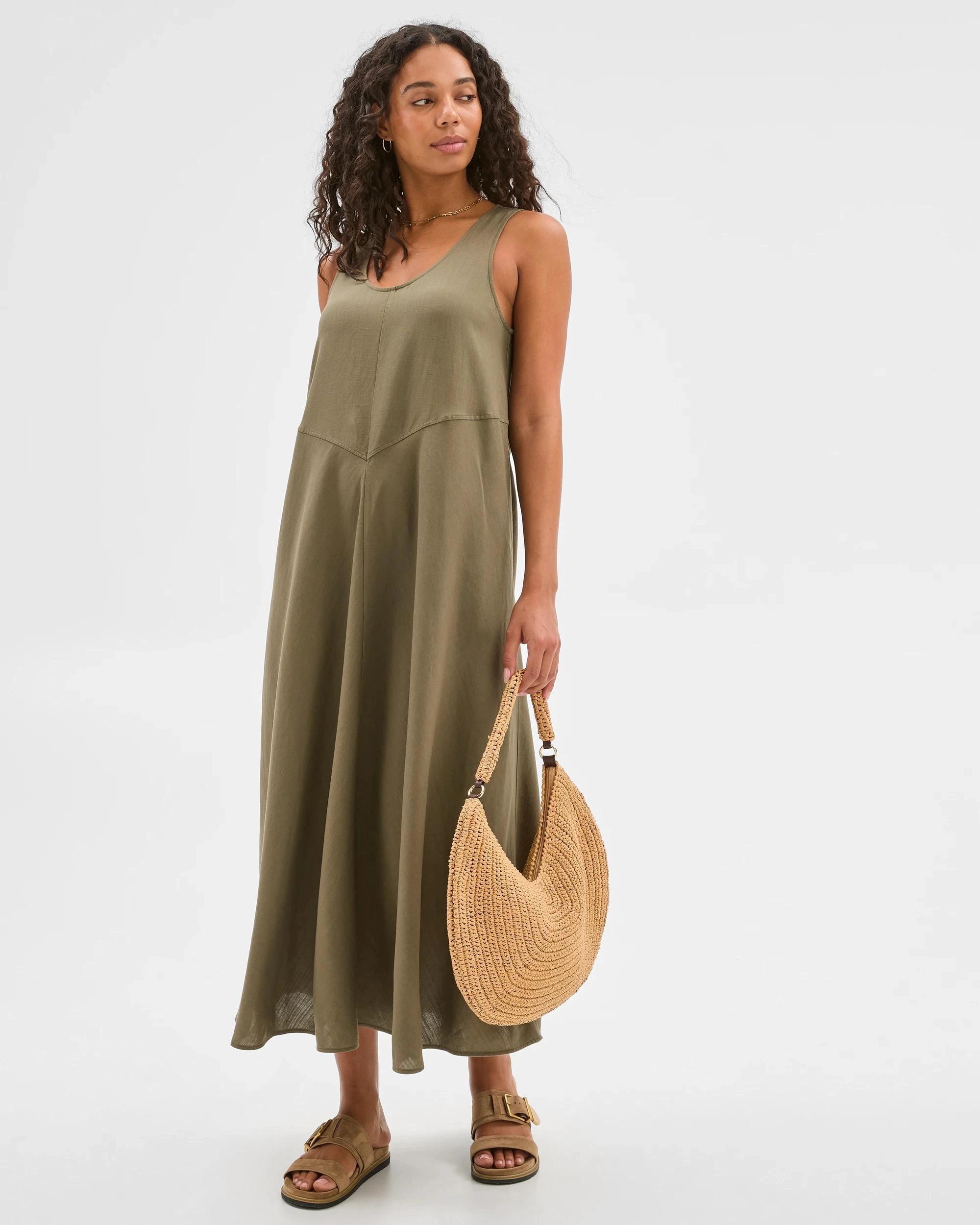 1 Target Seam Detail Midi Dress DUSTY OLIVE, 1 of 5