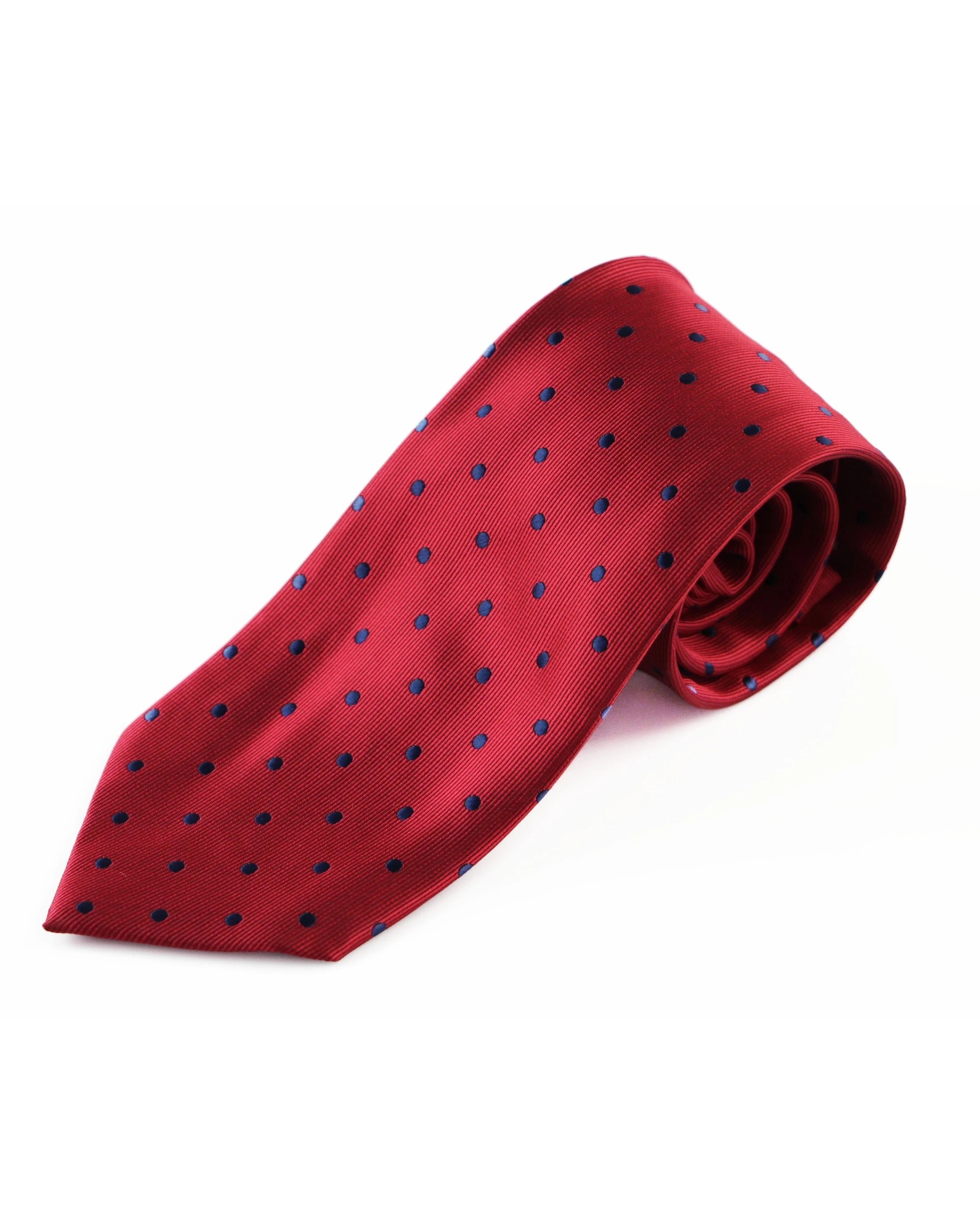 2 Zasel Mens Dark Red & Navy Mini Polka Dot Patterned 8cm Neck Tie, 2 of 2