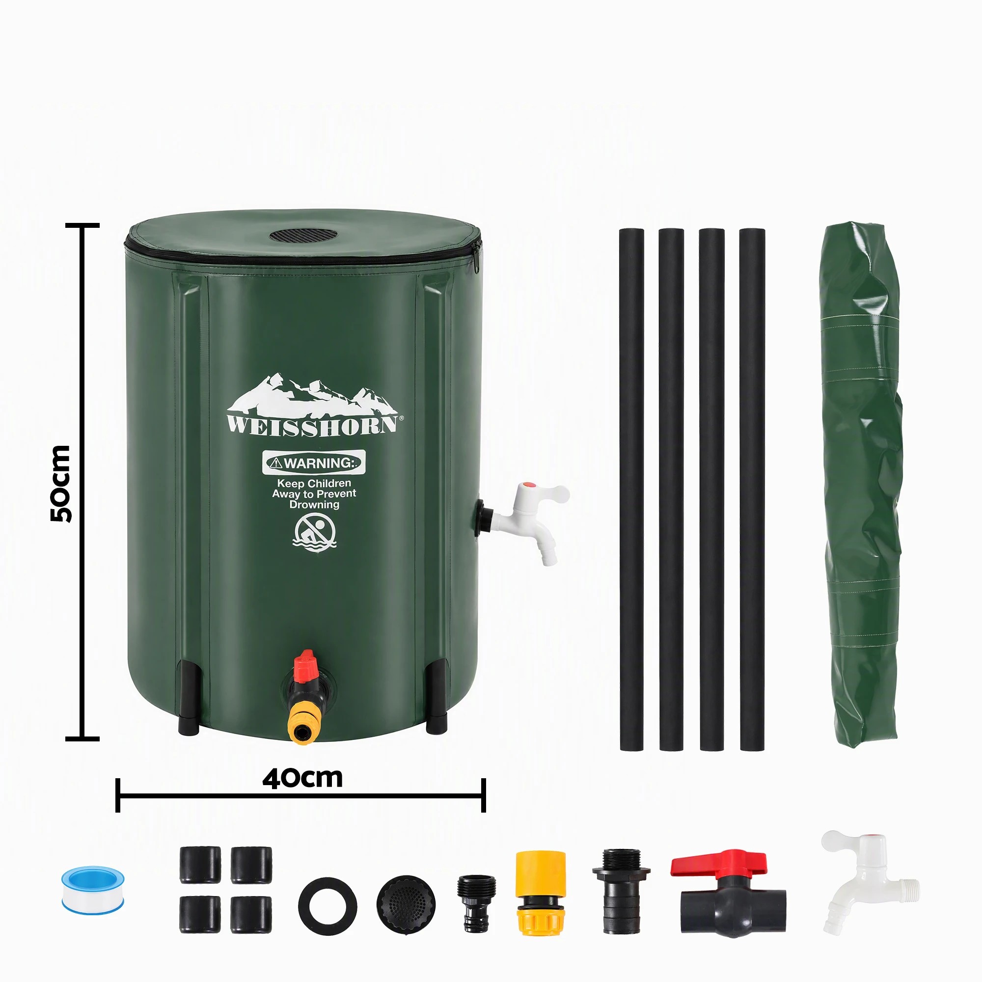 2 Weisshorn 50L Collapsible Rain Barrel Foldable Water Bladder Tank Storage Container - Multi, 2 of 9