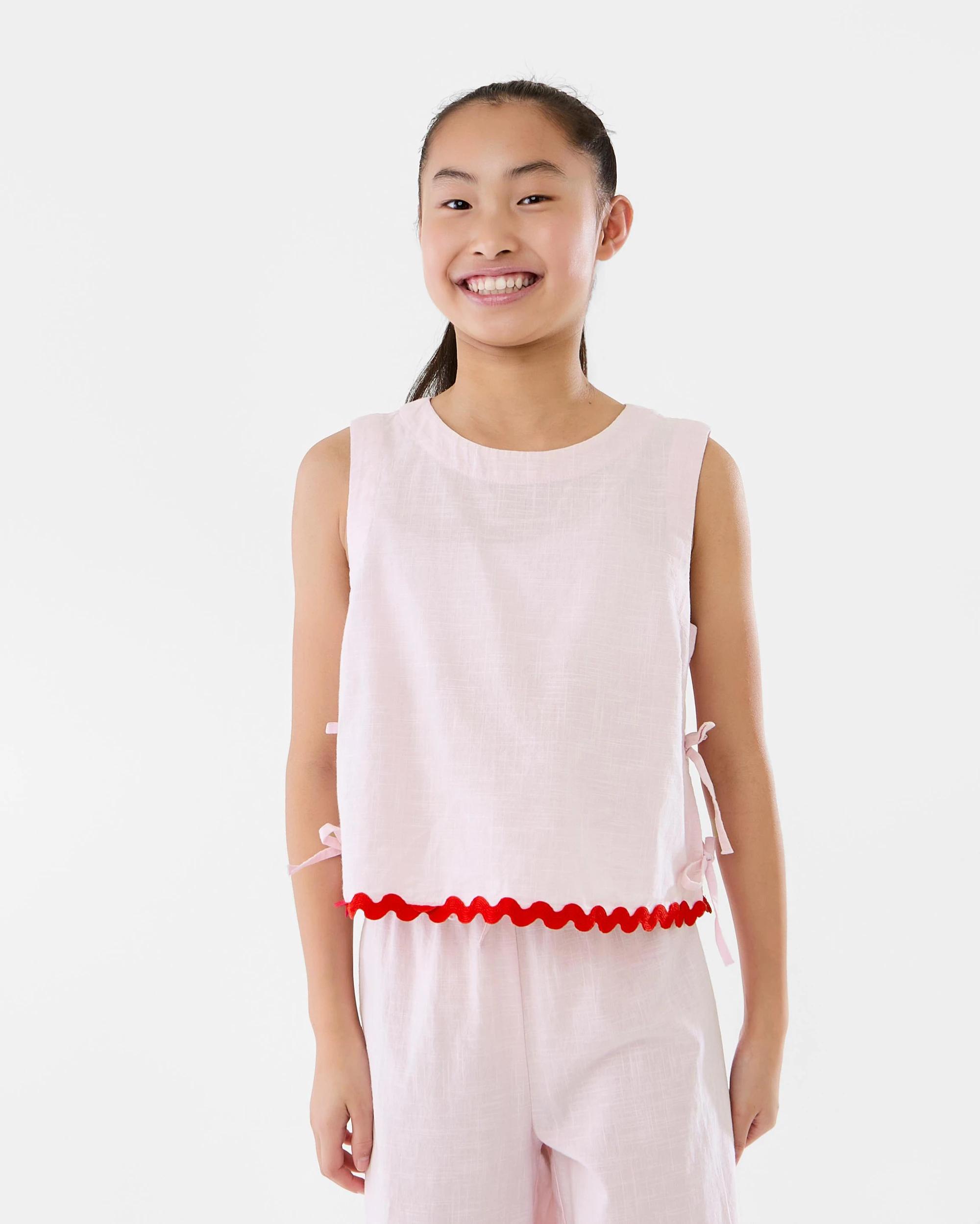 1 Sleeveless Woven Side Bow Top Bllet Pink, 1 of 10