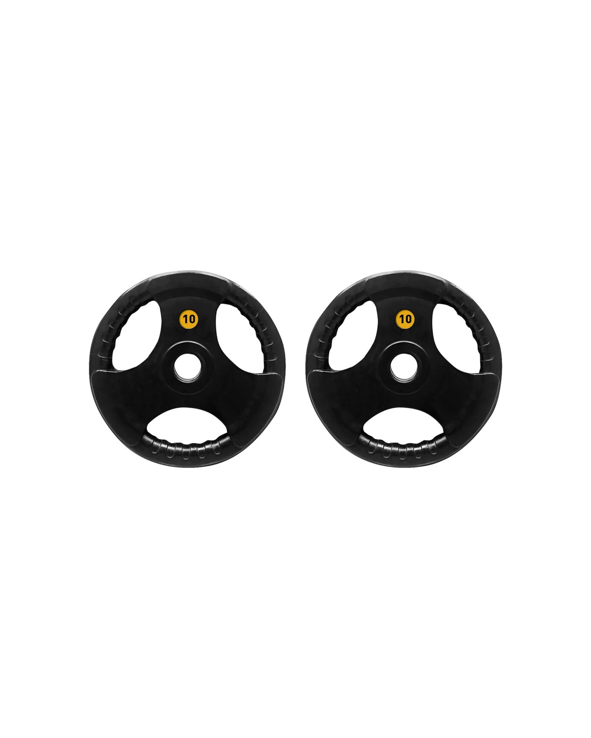 1 BODYWORX Olympic Rubber Grip Weight Plates 2 Pack 10kg Each 52mm Diameter - Black, 1 of 2
