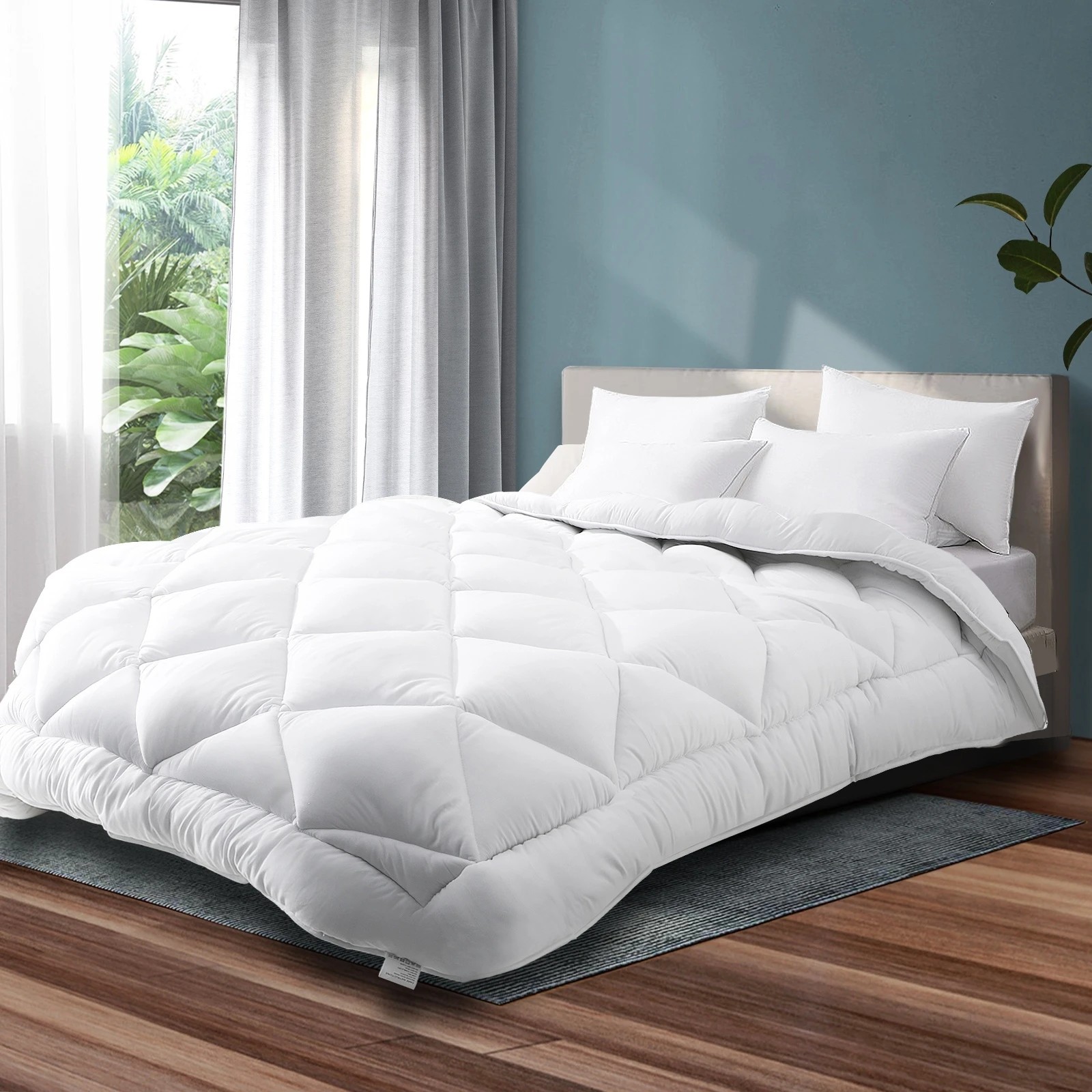 3 Bedra Bedding Double Microfibre Bamboo Quilt Duvet Doona 400GSM - White, 3 of 10