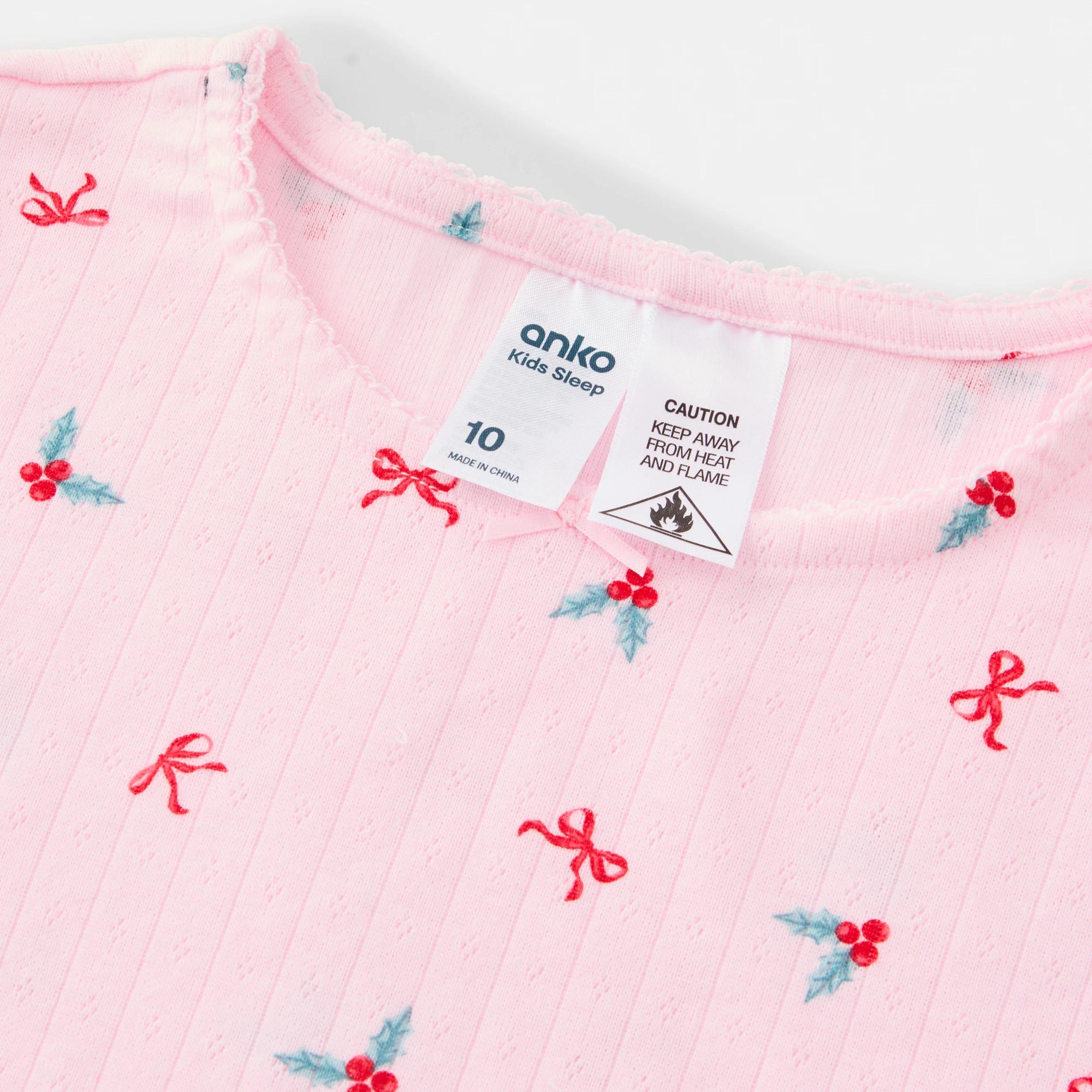6 Christmas Pointelle Pyjama Set PINK XMAS, 6 of 7