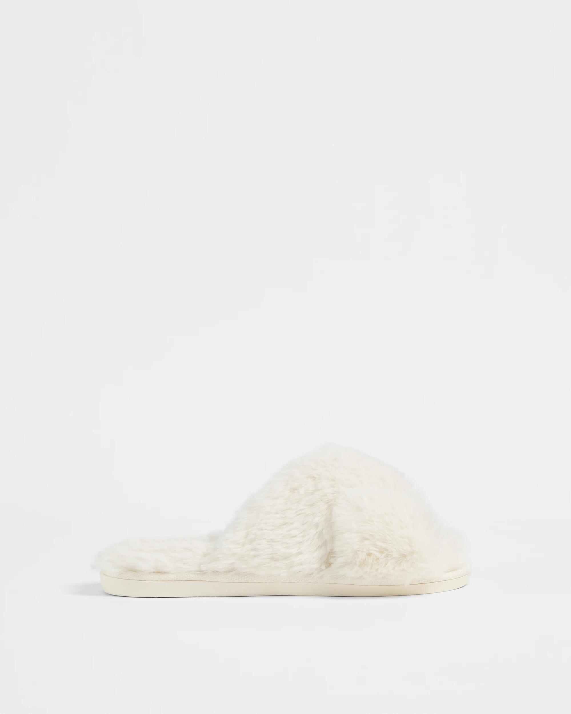 1 Target Womens Fluffy Cross Over Slipper - Liddia Ii OFF WHITE, 1 of 3