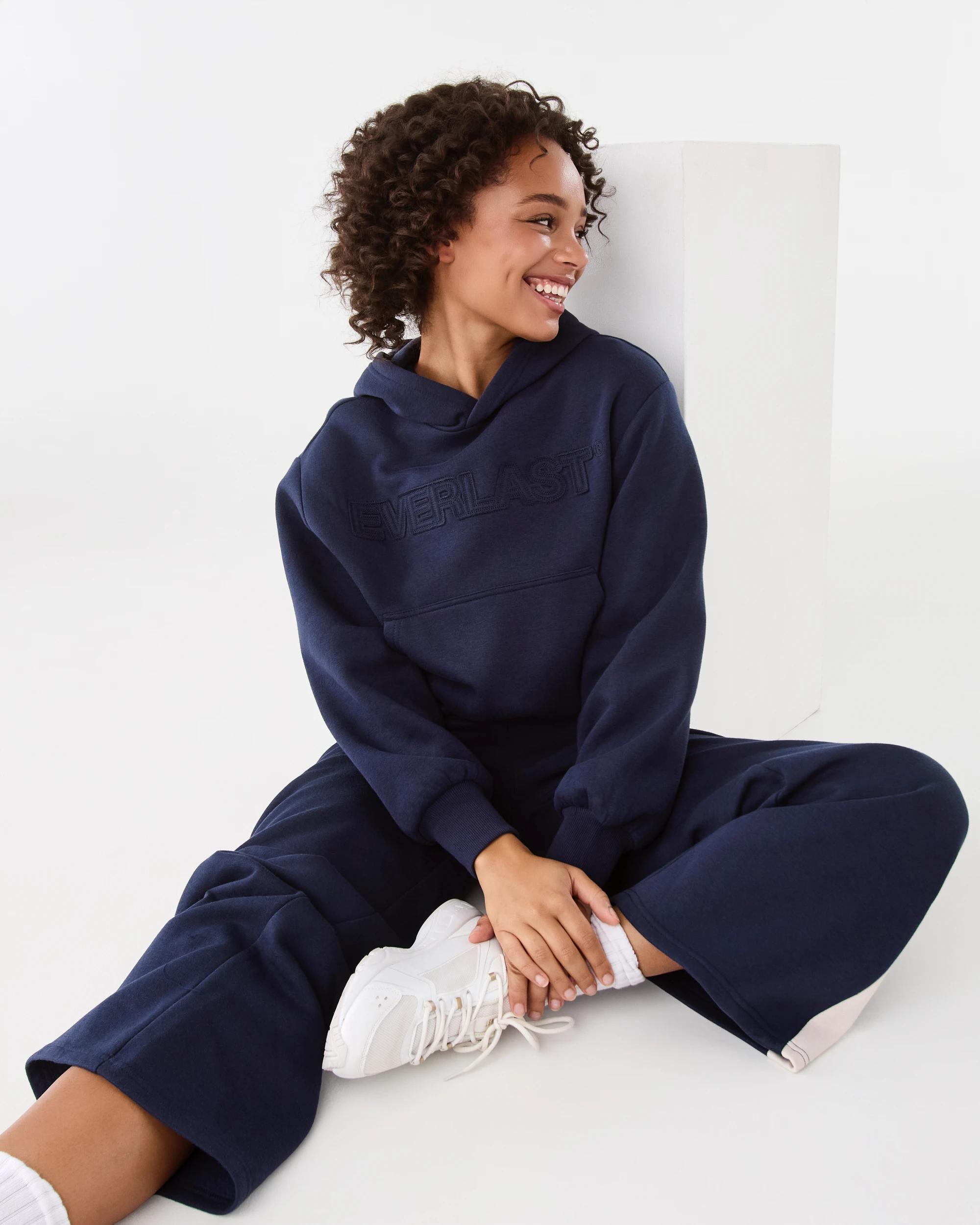 8 Everlast Womens Mid Length Cinched Hoodie Mood Indgo, 8 of 9