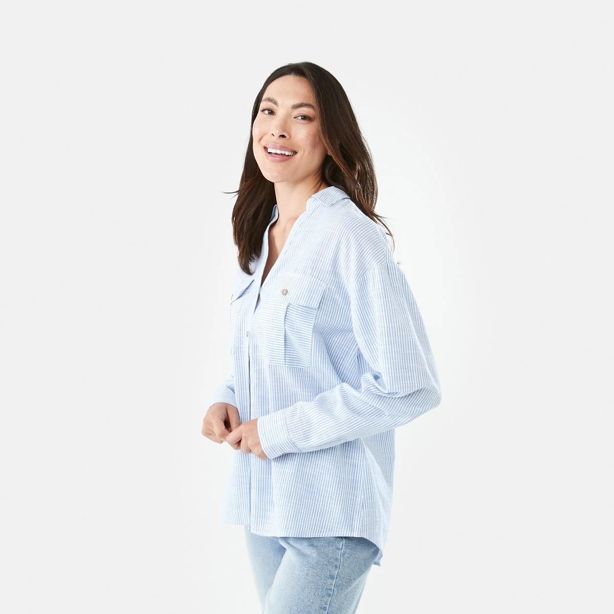 2 Long Roll Sleeve Cotton Shirt Ocean Strp, 2 of 8