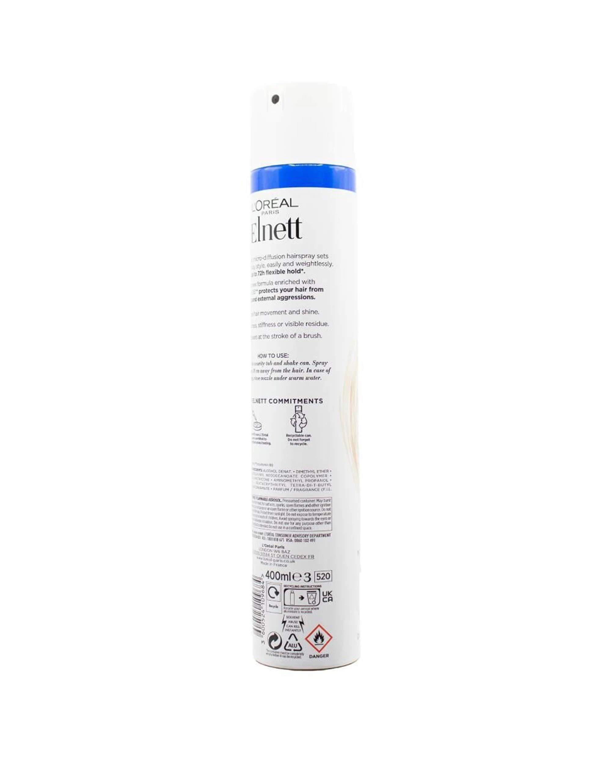 3 Loreal Paris 6PK Hairspray Styling Elnett Flexible Hold Hair Spray 400ml - White, 3 of 4
