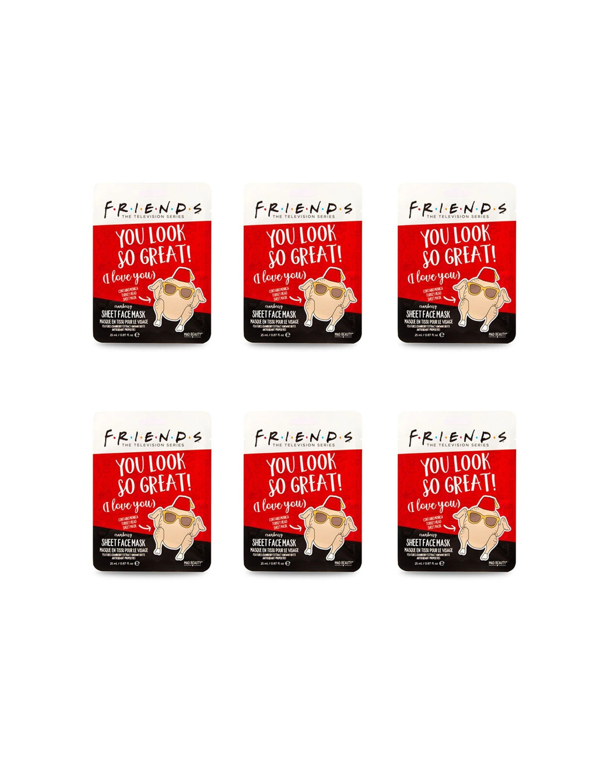 1 Warner Bros Friends Turkey Cosmetic Skincare Sheet Face Mask 6PK 25ml - Multi, 1 of 3
