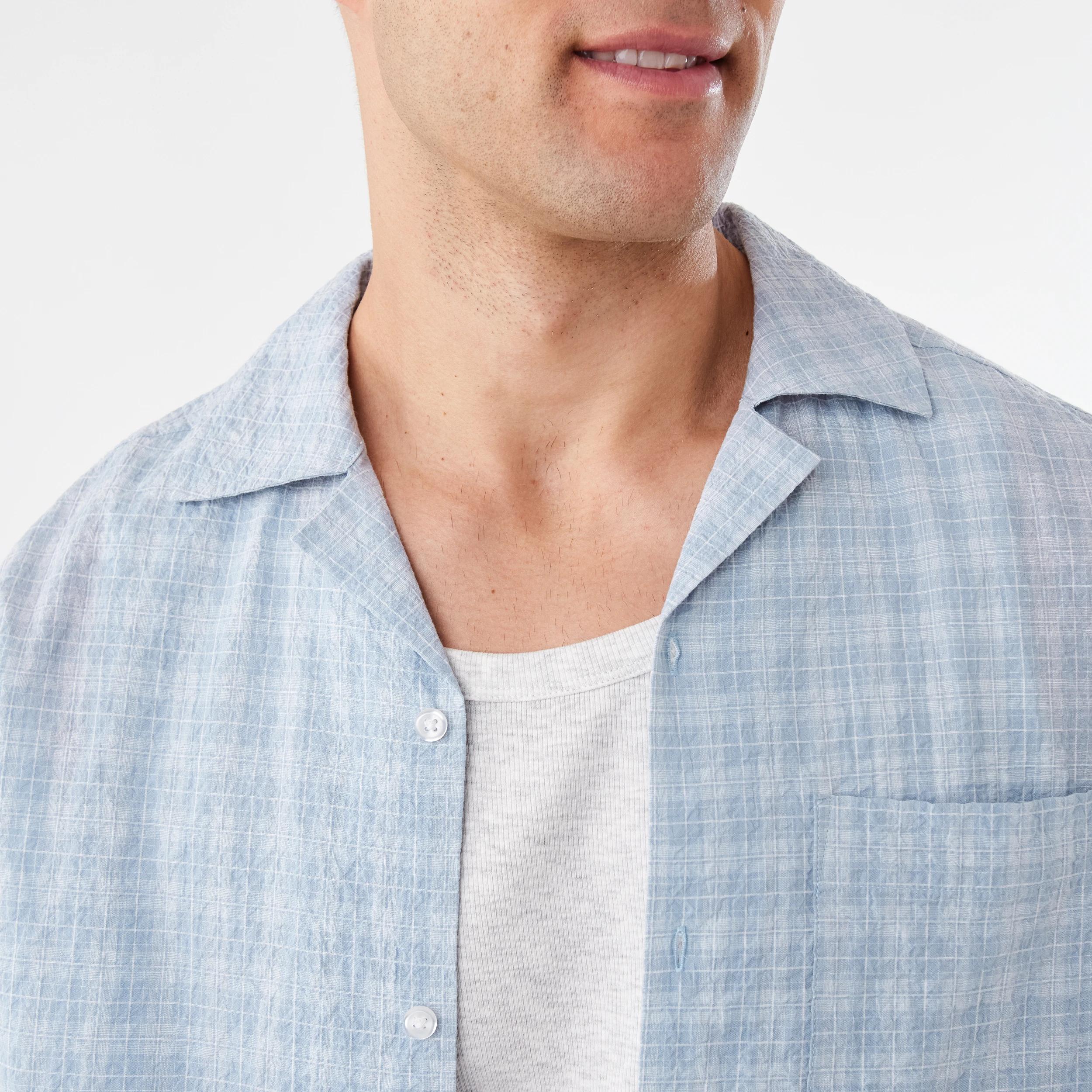 7 Short Sleeve Boxy Shirt Blu Fog, 7 of 9