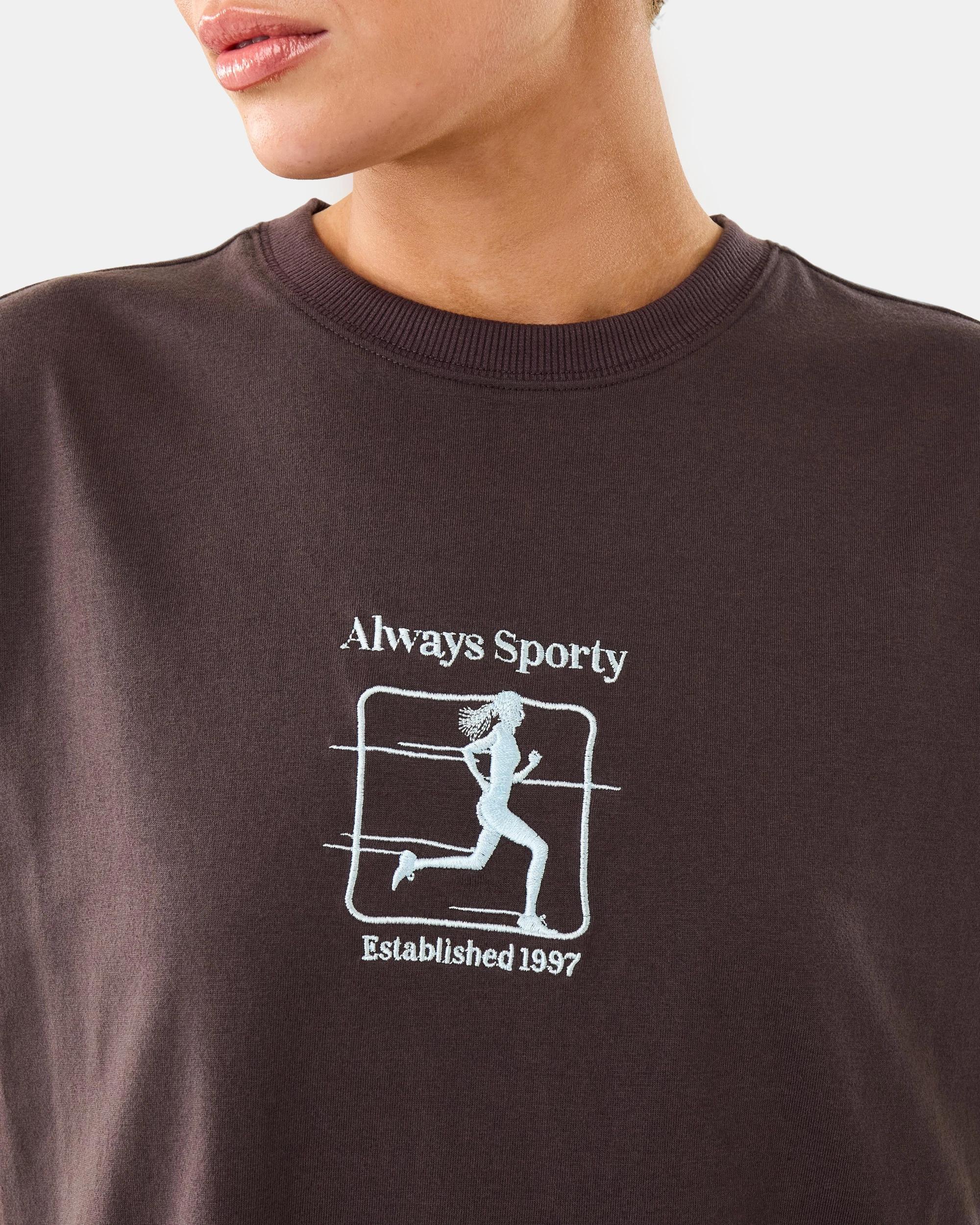 6 Active Womens Oversized Gym T-shirt Espresso, 6 of 8