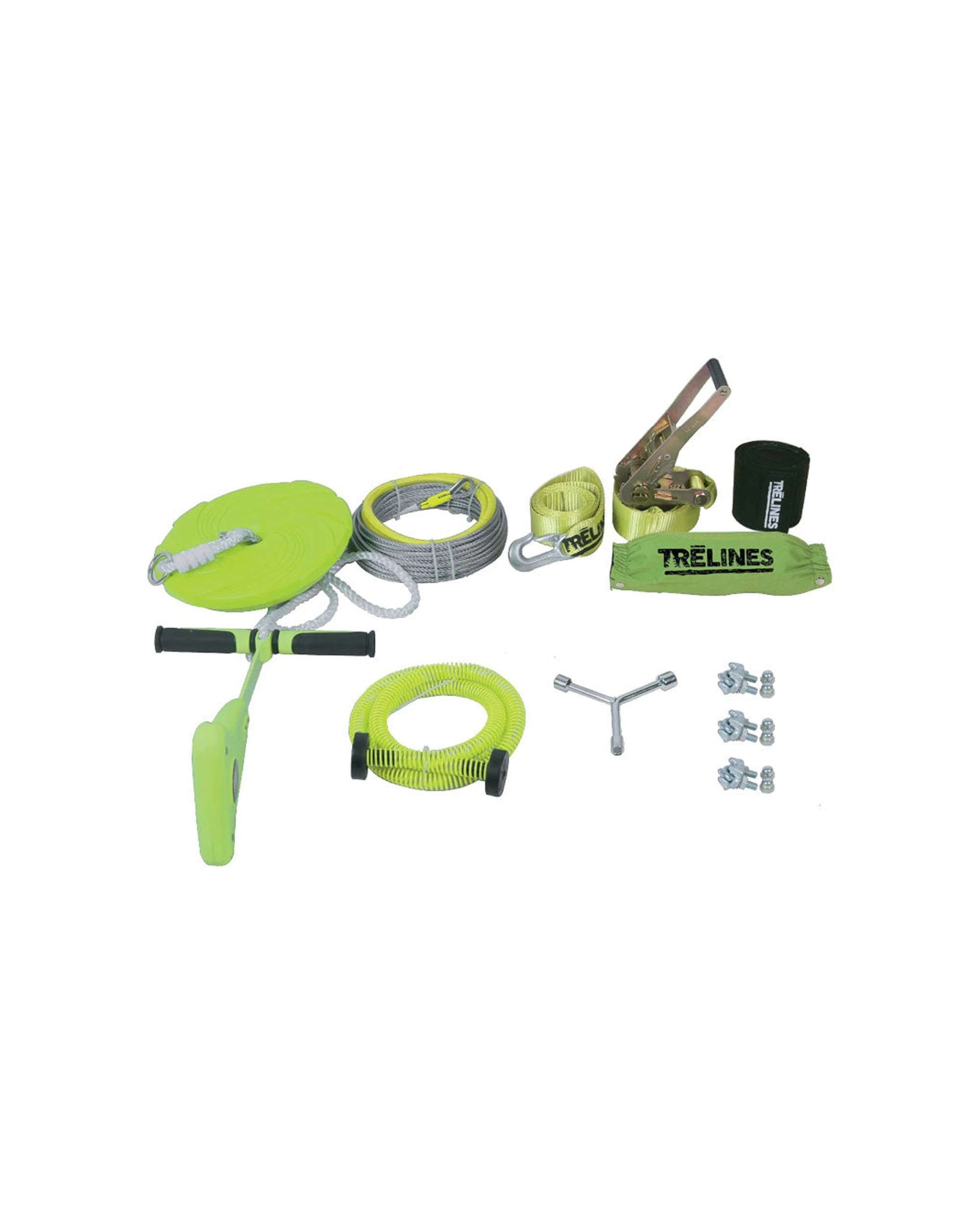 1 Trelines Kids Zipline Brake Quick Setup Deluxe Safety Trolley With Spring Brake - Green, 1 of 2