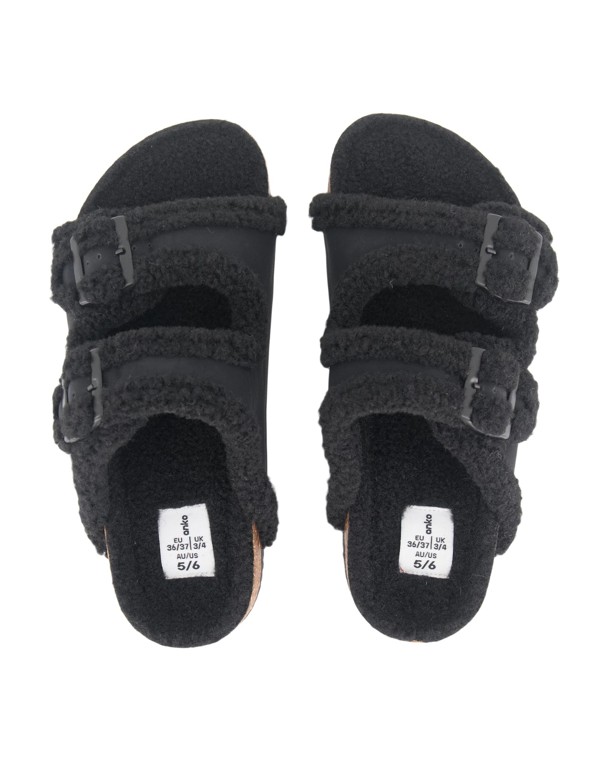2 Lined Footbed Slides Black, 2 of 3