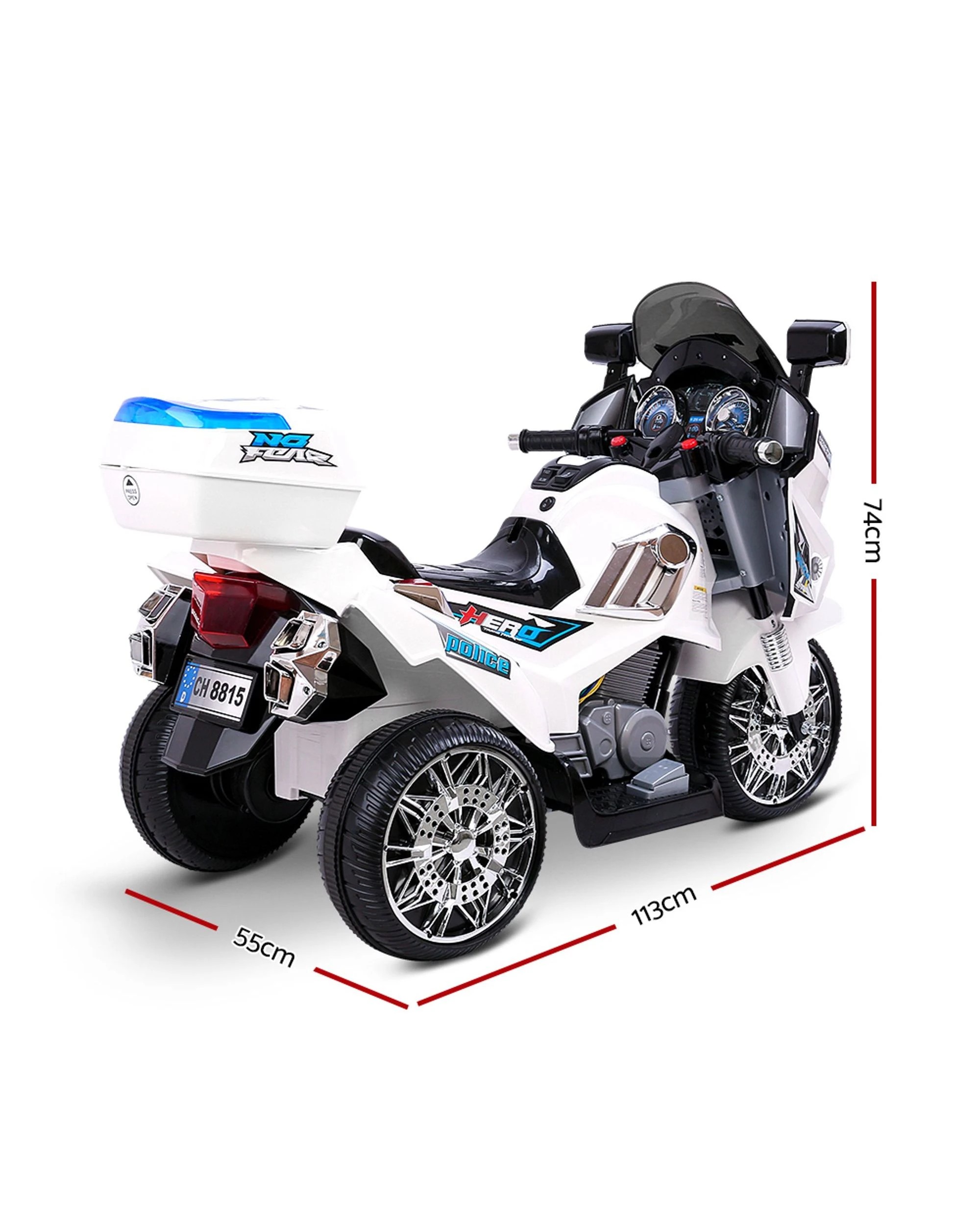 2 Rigo Kids Electric Ride On Patrol Police Car 6V Battery - White, 2 of 7