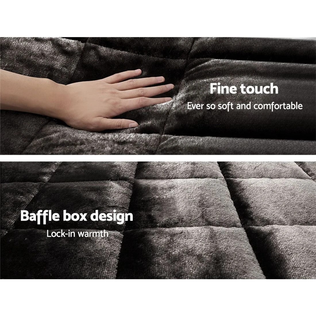 6 Giselle Bedding Faux Mink Quilt Charcoal Queen - Queen Bed - Charcoal, 6 of 8
