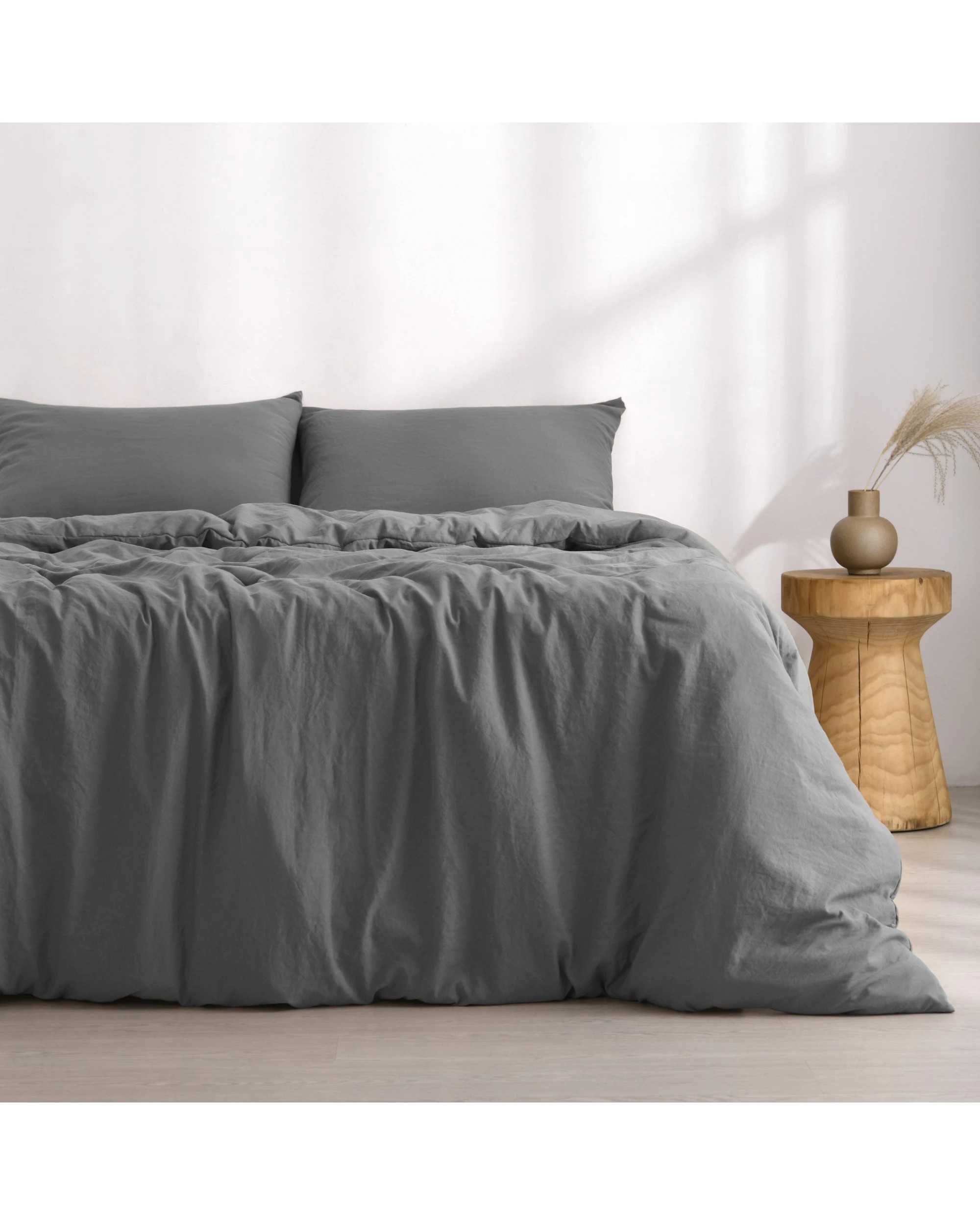 2 Dreamaker Superfine Washed Microfibre Quilt Cover Set - Double Bed - Charcoal, 2 of 7