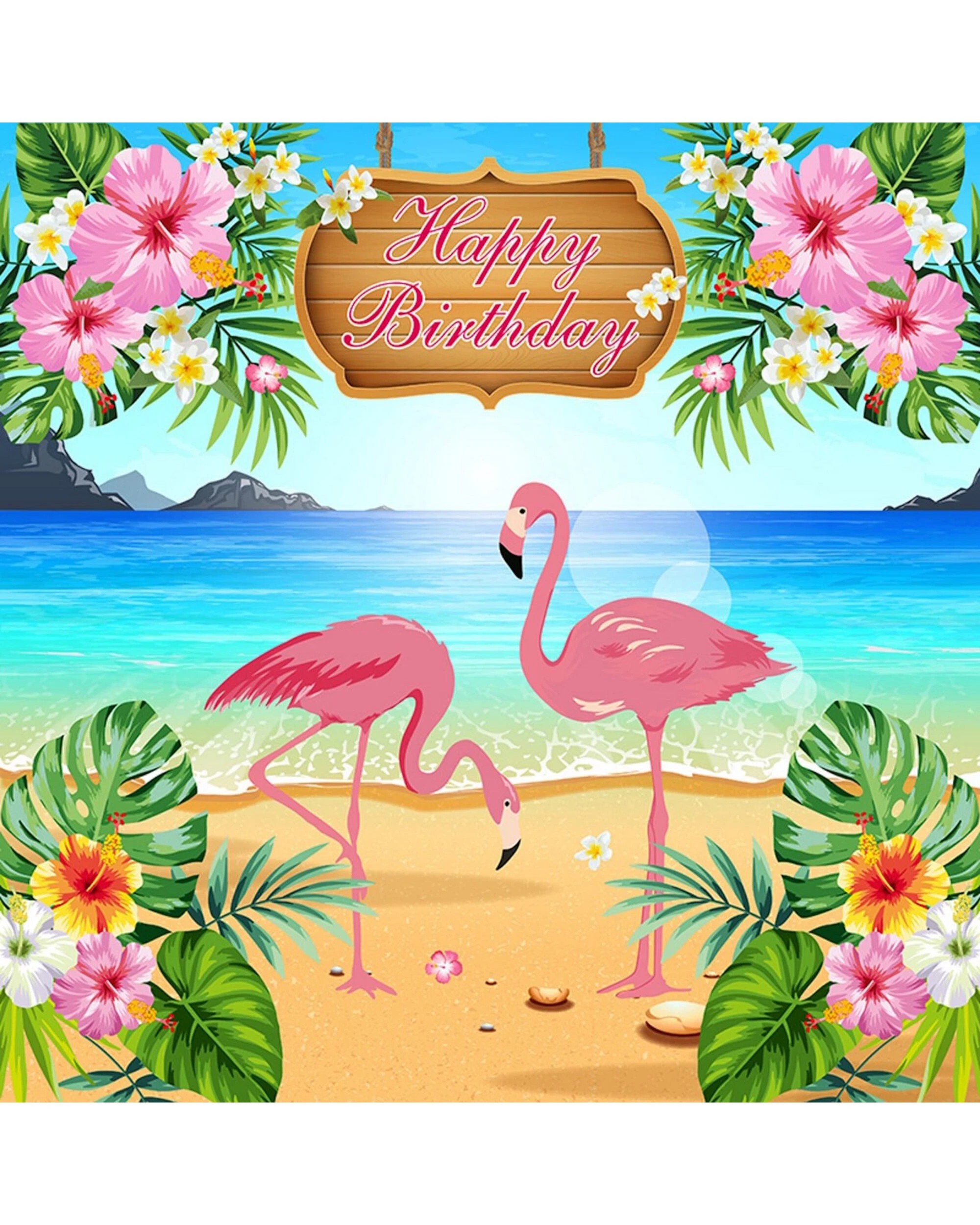 1 Alibaba Flamingo Happy Birthday Large Fabric Wall Backdrop, 1 of 1
