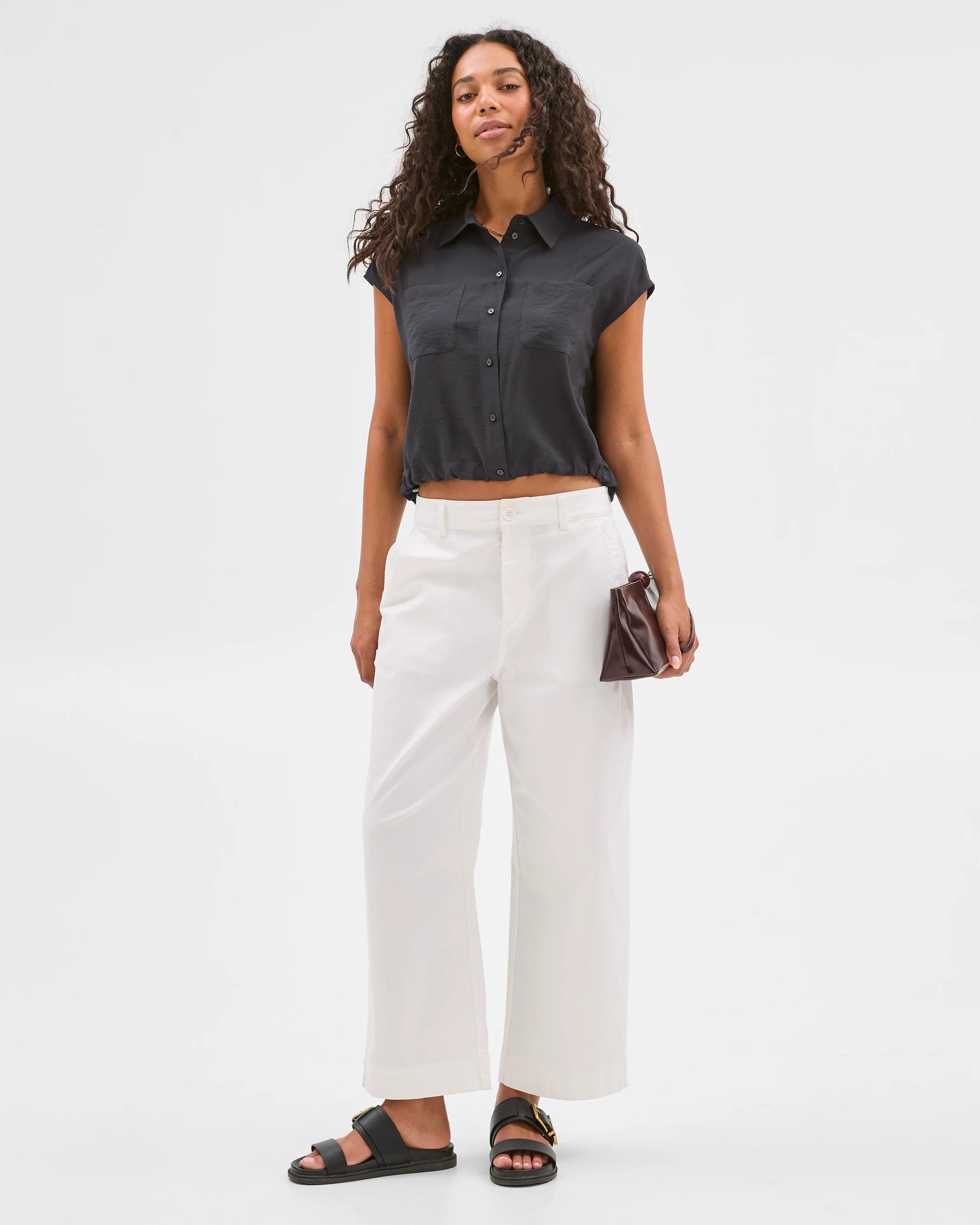 1 Target Elastic Hem Shirt BLACK, 1 of 7