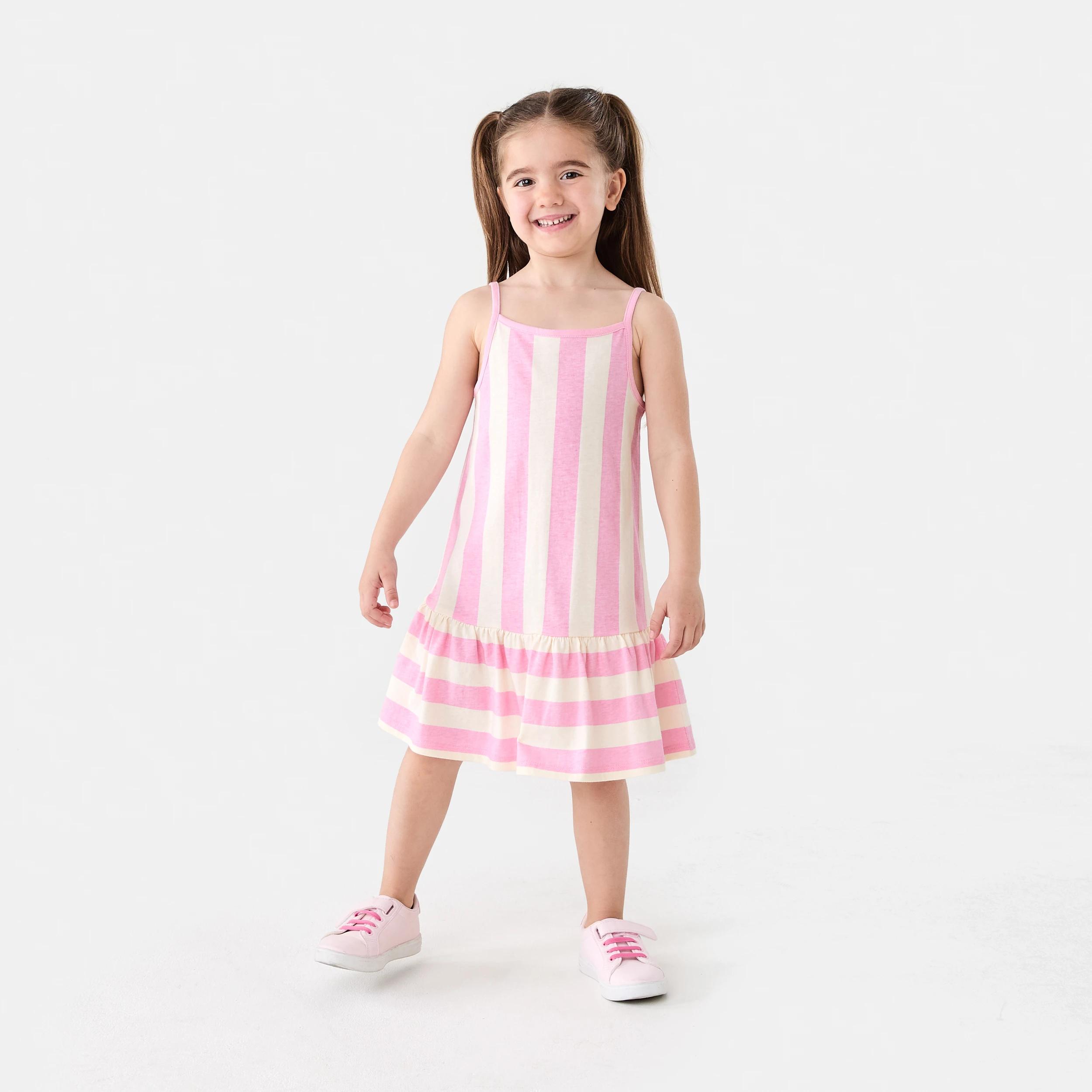 6 Sleeveless Print Dress Pink Strpe, 6 of 7