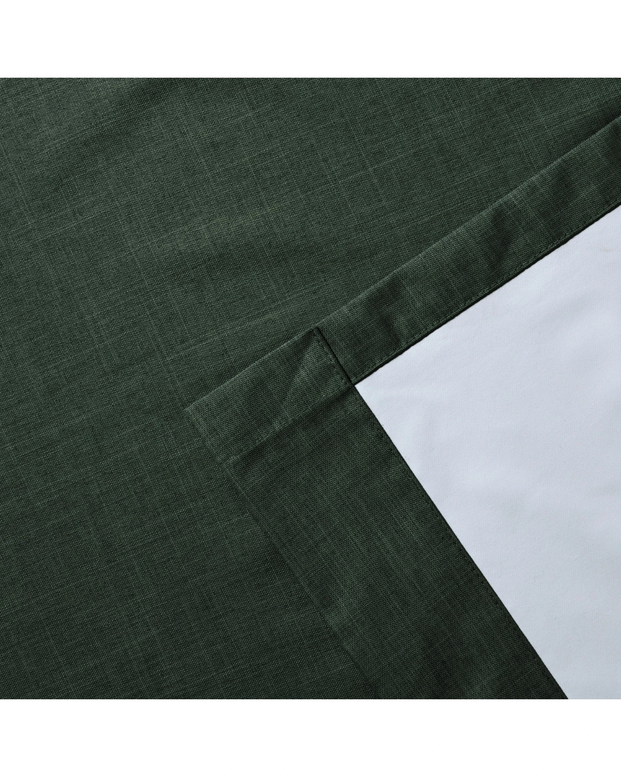 4 Sherwood Faux Linen 100% Blockout Concealed Tab Top Curtain Pair 135x223cm - Forest Green, 4 of 6