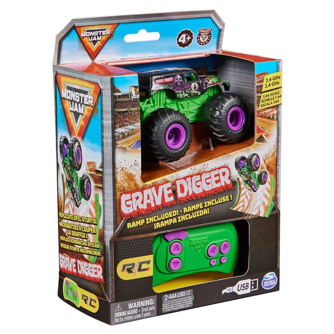 2 Monster Jam RC 1/64 Scale 2.4GHz Grave Digger, 2 of 7