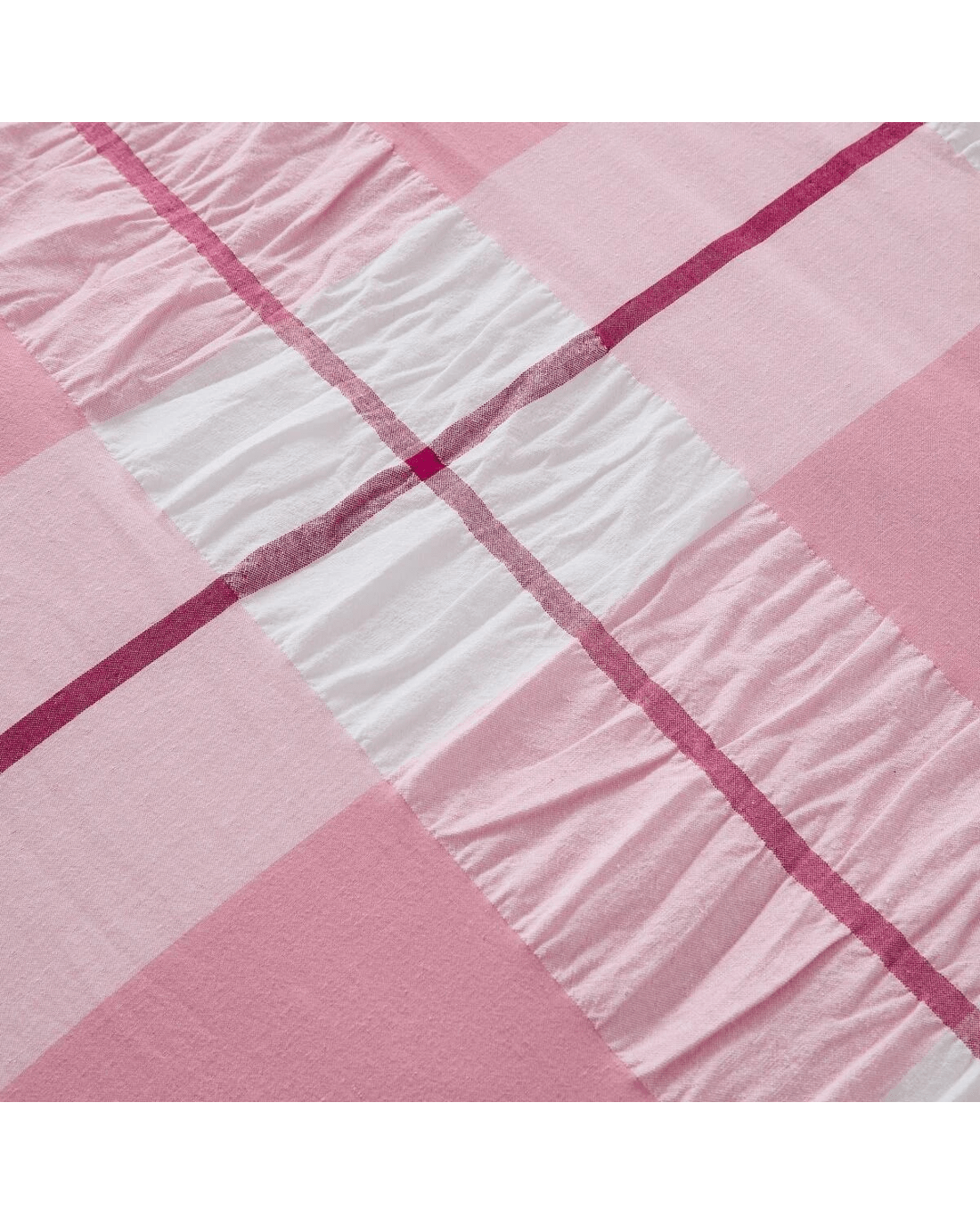 4 Check Seersucker Cotton Quilt Cover Set - Queen Bed, Pink, 4 of 6