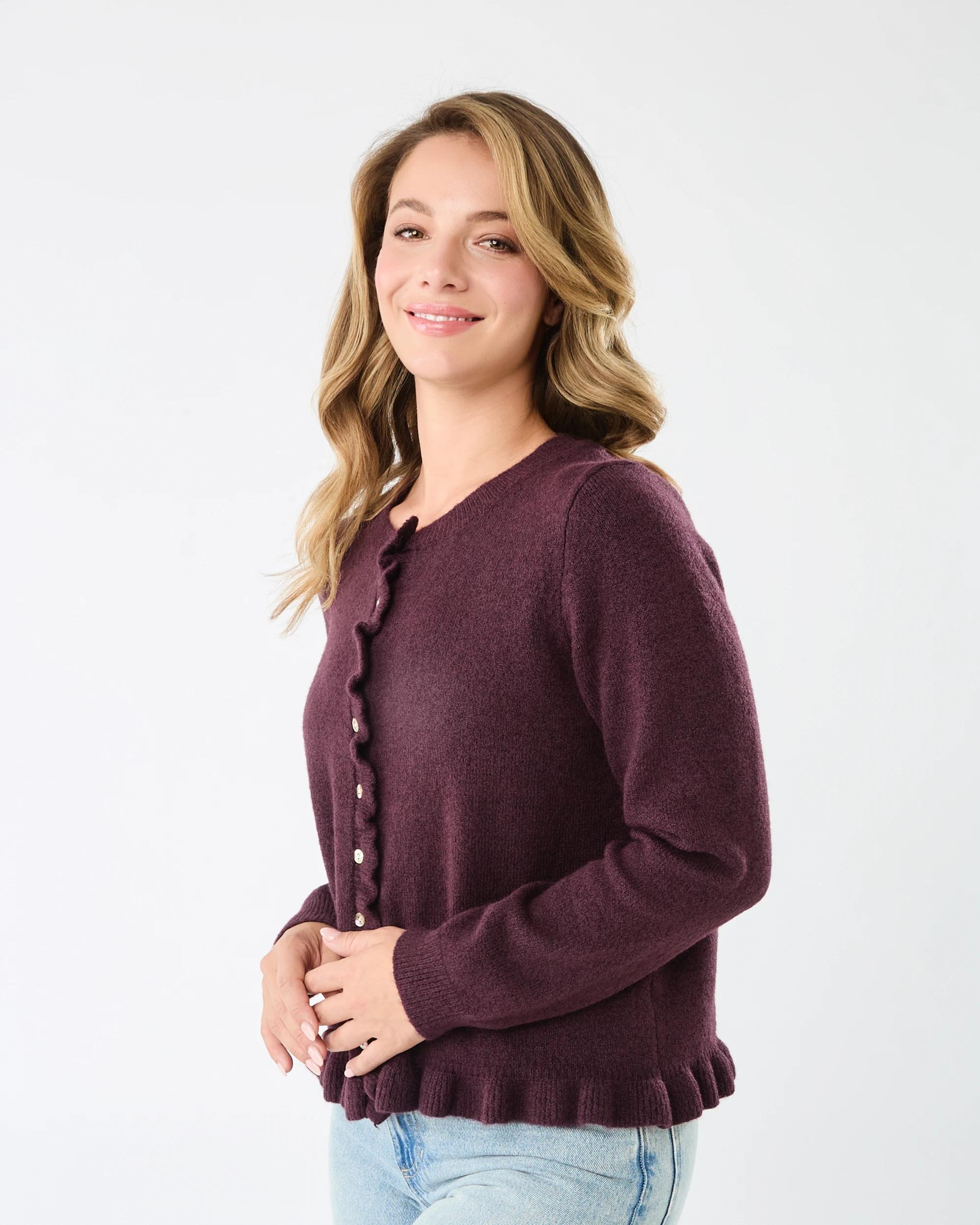 2 Frill Hem Cardigan Fudge, 2 of 7