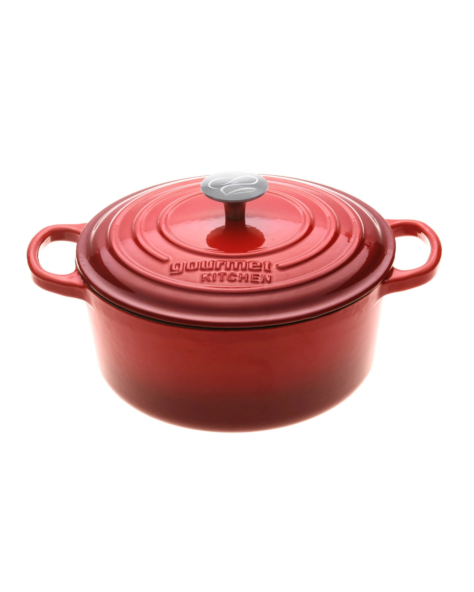 1 Gourmet Kitchen Enamelled Cast Iron Casserole 28cm - Black Cherry Red, 1 of 9