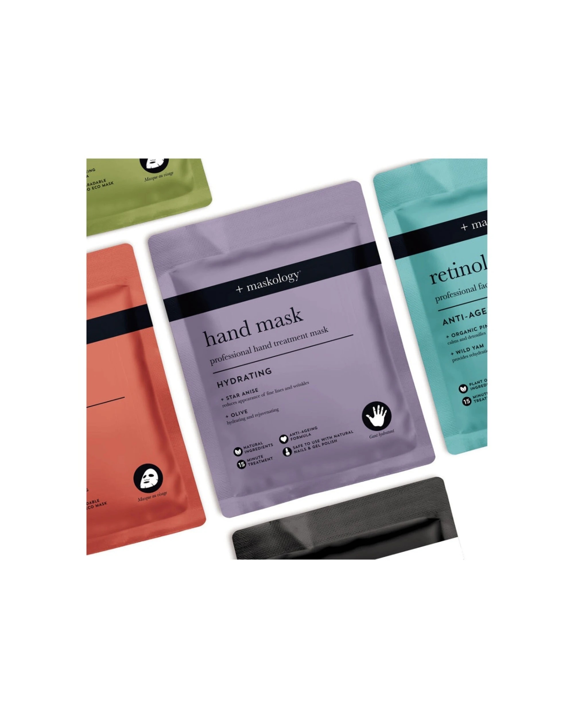 4 Maskology 3PK Hand Mask Professional Treatment Hydrating & Anti-Ageing - Purple, 4 of 4
