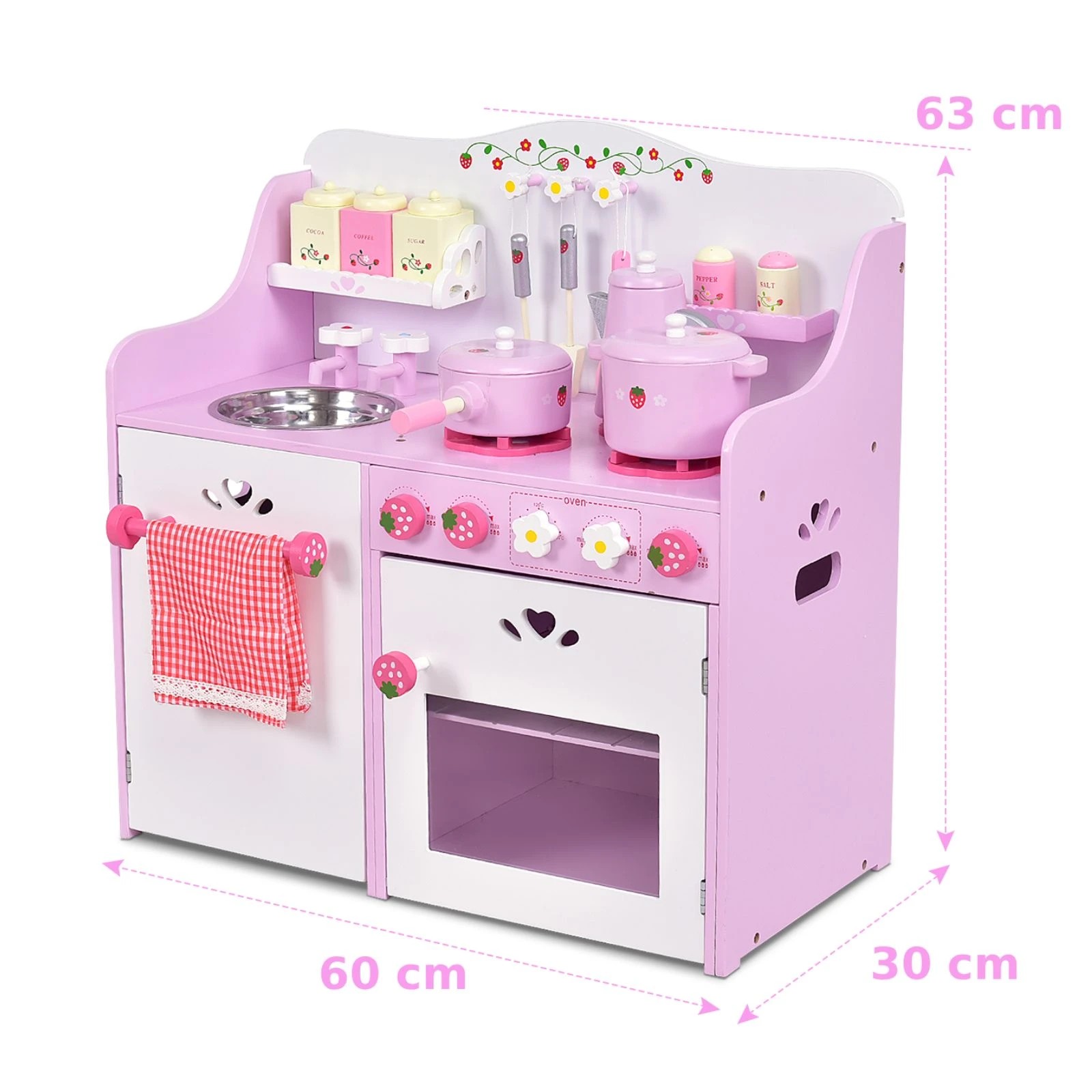 2 Costway Pretend Kitchen Playset Wooden Cooking Toy, 2 of 3