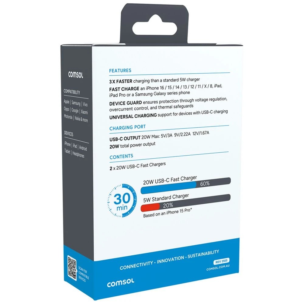 3 Comsol 20W USB-C Charger Twin Pack, 3 of 6