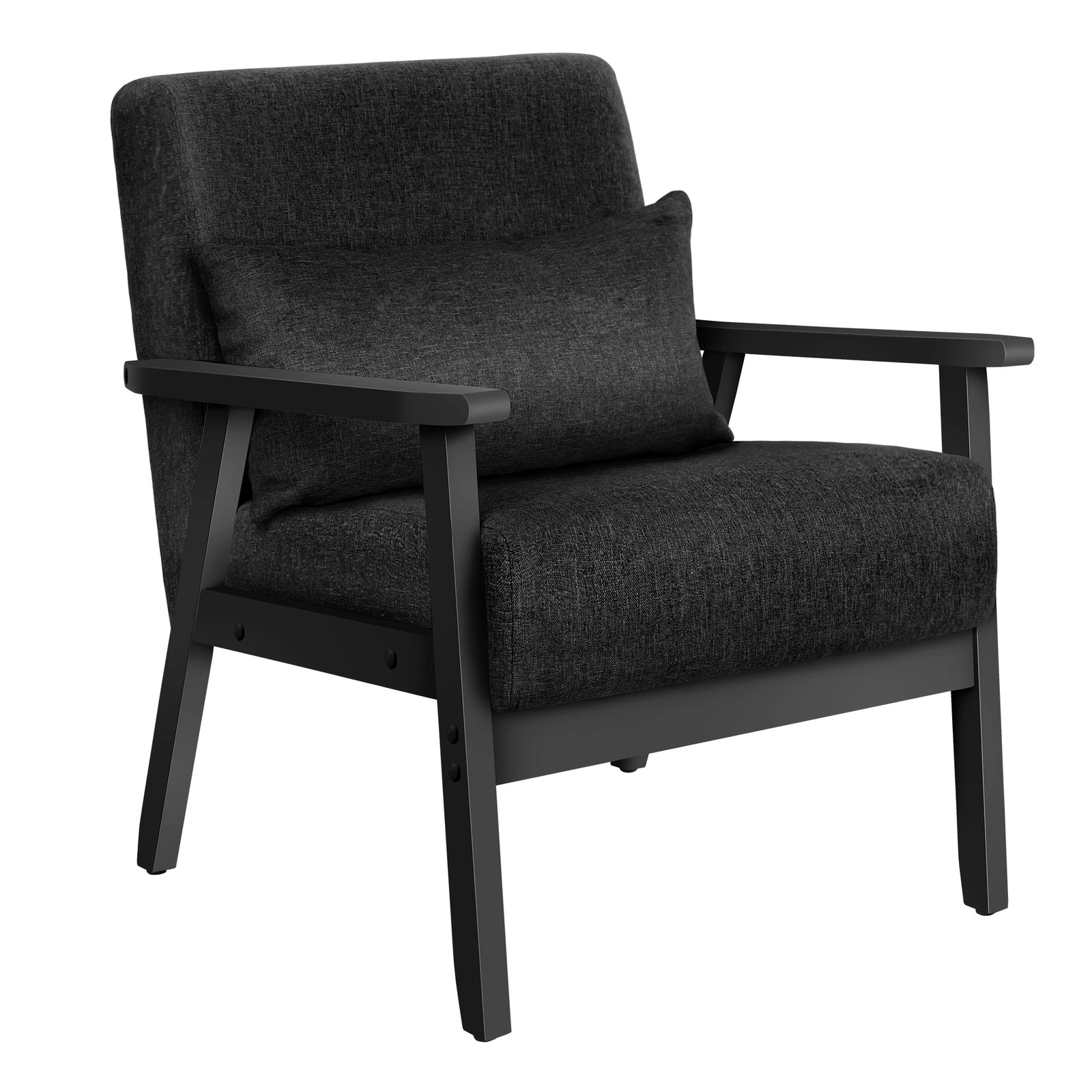 1 Alfordson Armchair Lounge Chair Accent Chair Cushion Sofa Couch Fabric - Black, 1 of 9