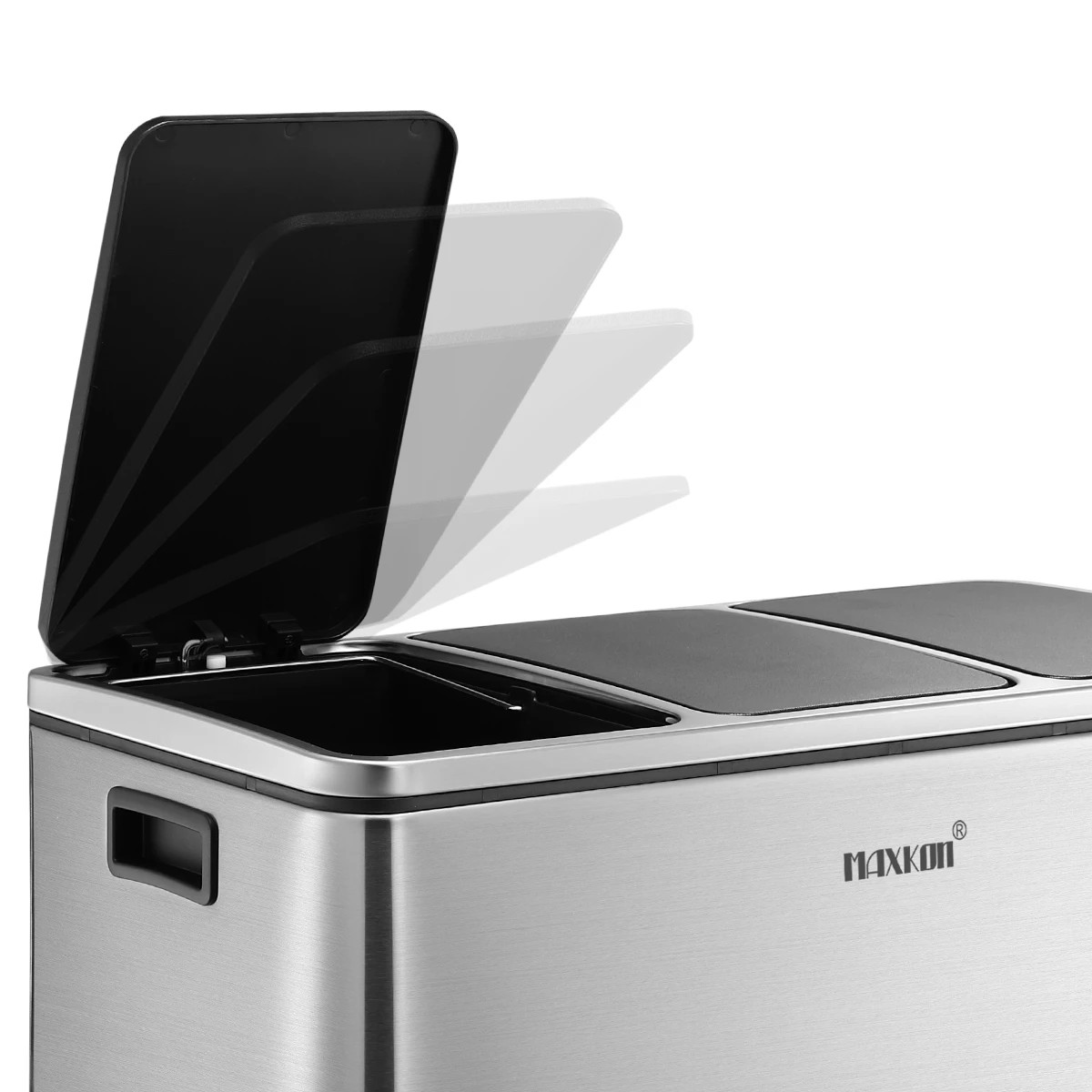 8 Maxkon 54L Rubbish Bin Pedal Recycling Trash Can Kitchen Waste Garbage Household Stepbin with Three Compartments Silver, 8 of 10