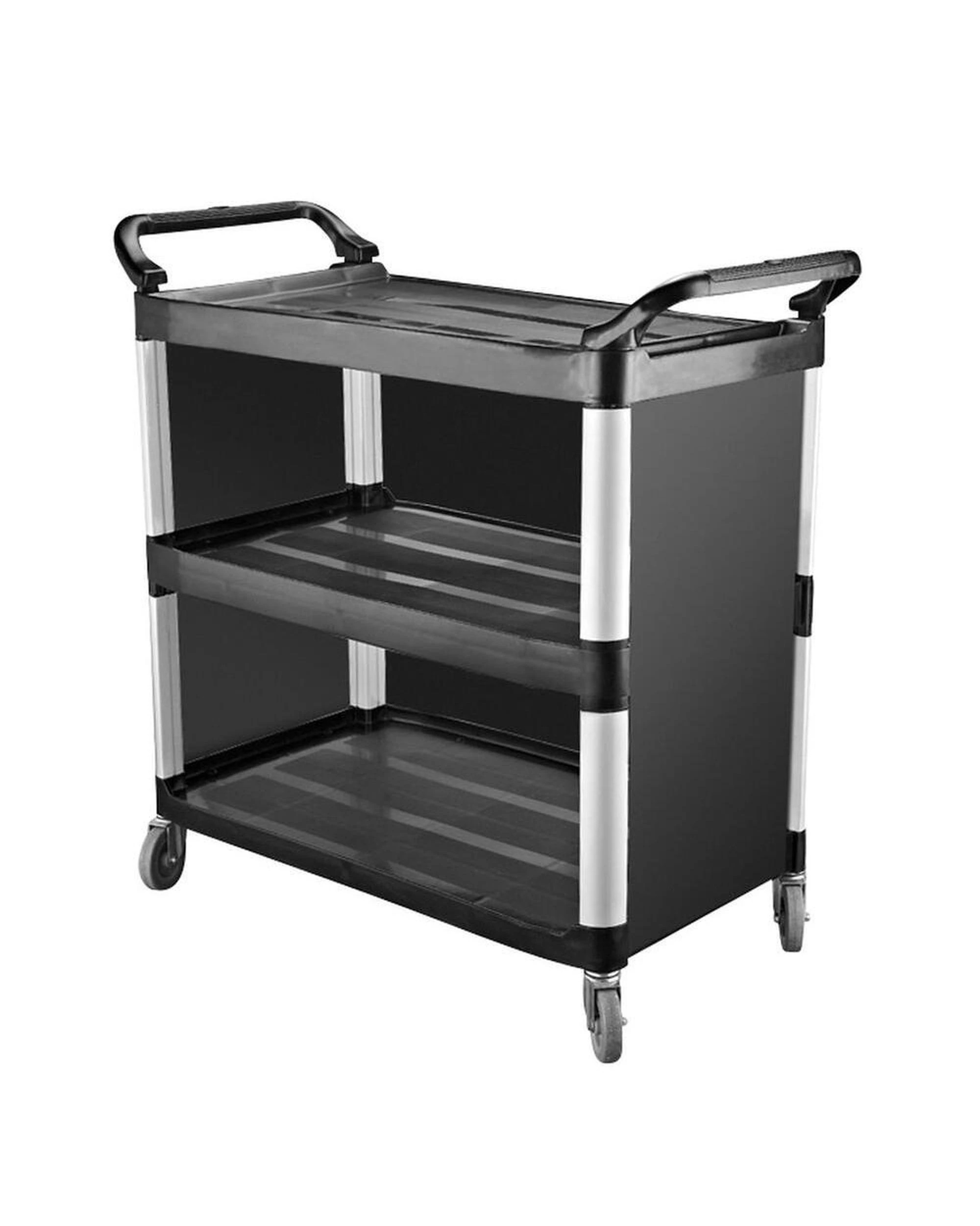 1 Caterrax Utility Trolley Black Plastic with Closed Sides 3 Shelves 1020x500x960mm, 1 of 1