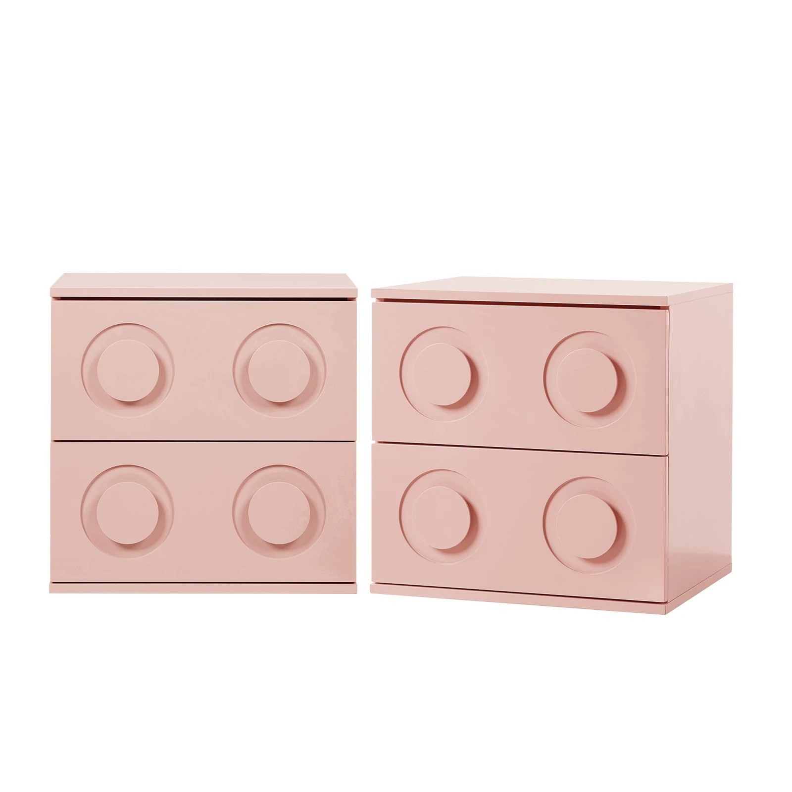 1 Oikiture 2x Bedside Table 2 Drawers Nightstand Side Storage Cabinet - Pink, 1 of 9