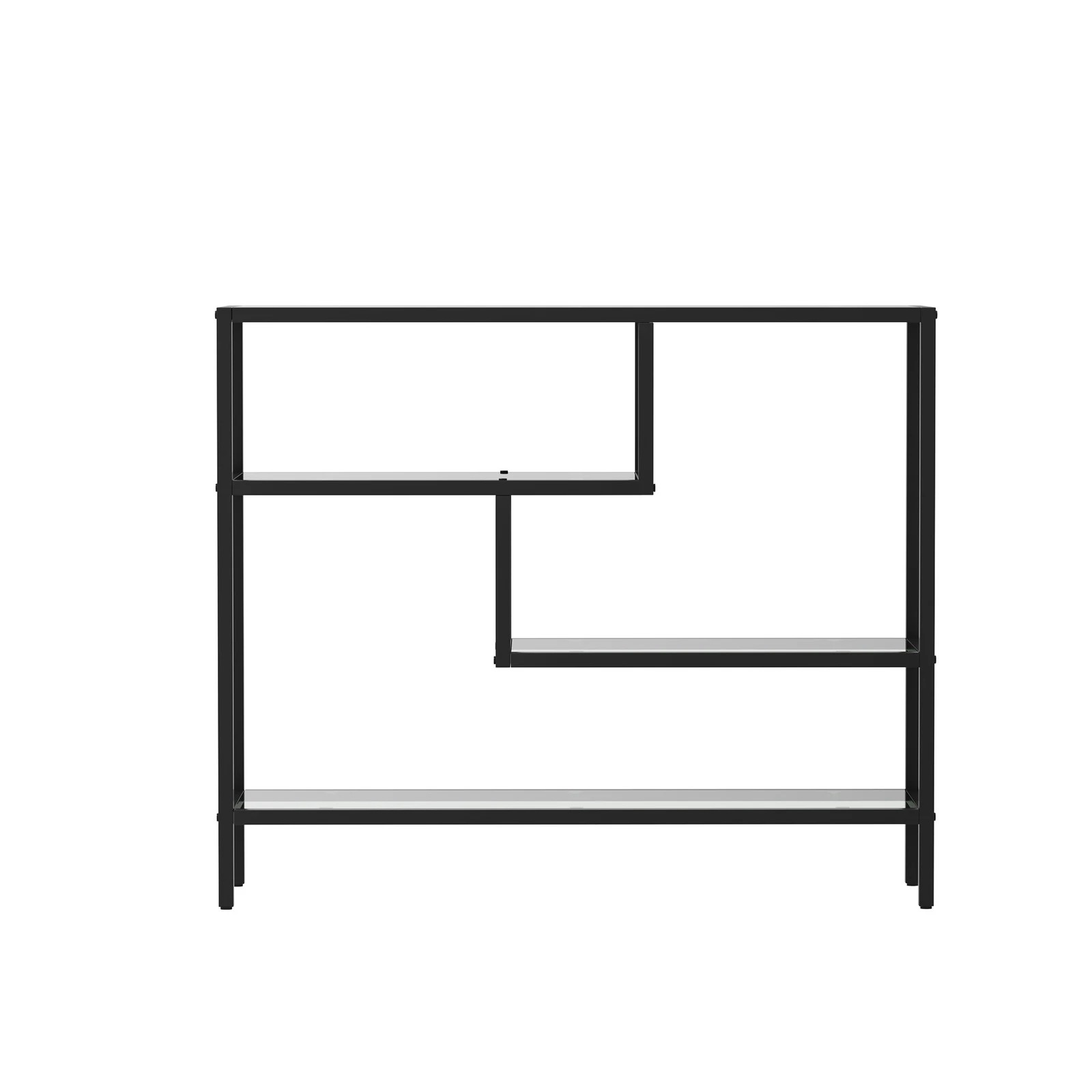 7 Oikiture Console Table Tempered Glass Sofa Table Hall Side Entry 4 Shelves
 - Black, 7 of 10