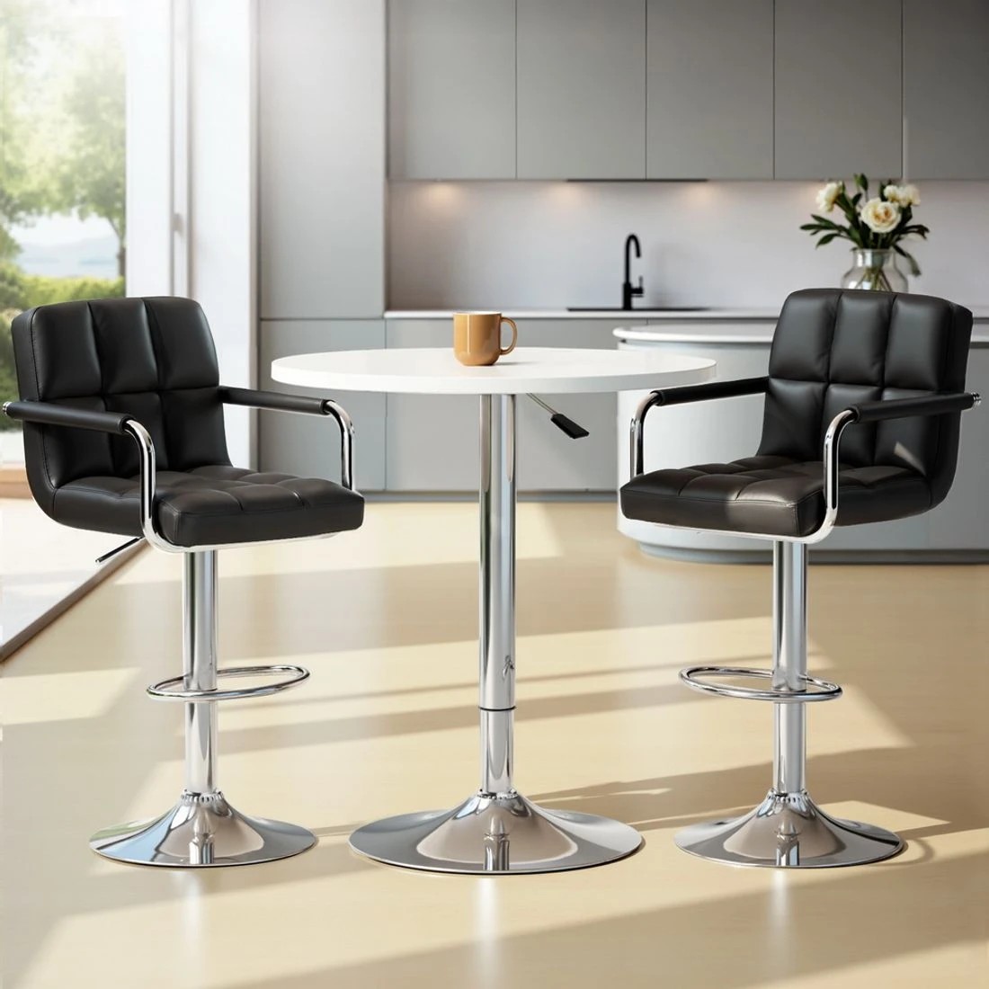 3 Artiss Bar Table and Stools Set Dining Desk Kitchen Chairs Cafe Pub - Multi, 3 of 6